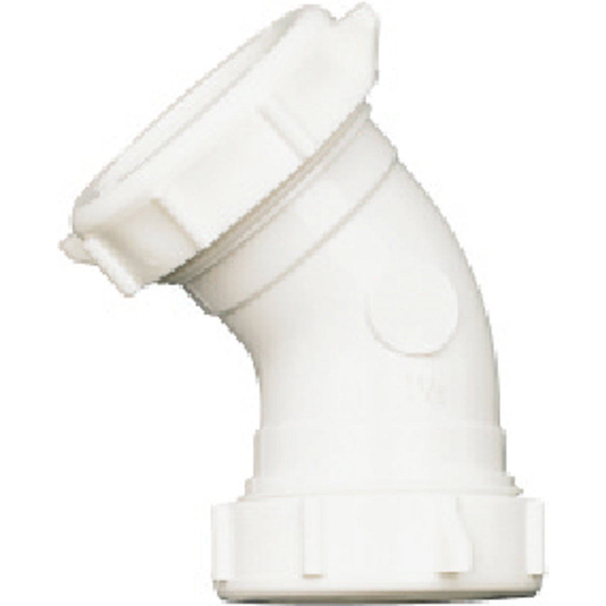 PP55-7W COUPLING ELBOW 45 DEG 1-1/2" PLASTIC WHT