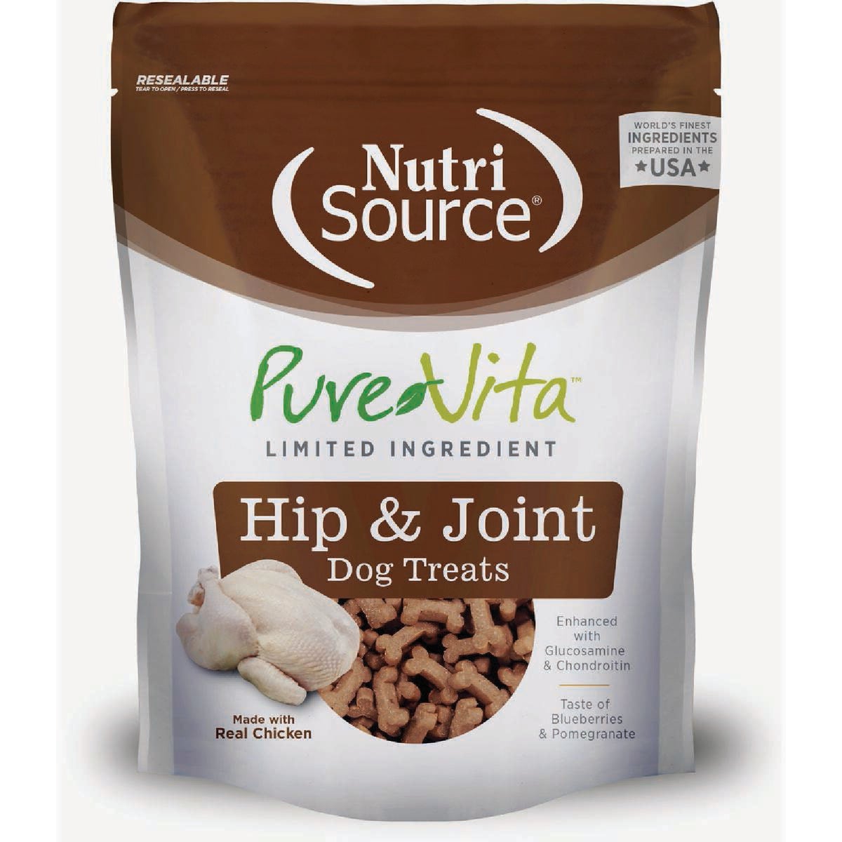 NutriSource Pure Vita Hip & Joint Chicken Flavor Dog Treats, 6 Oz.