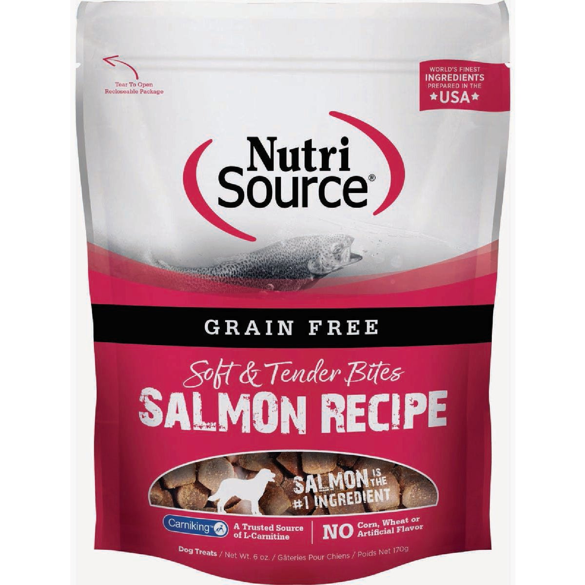 NutriSource Grain-Free Salmon Flavor Soft & Tender Bites, 6 Oz.