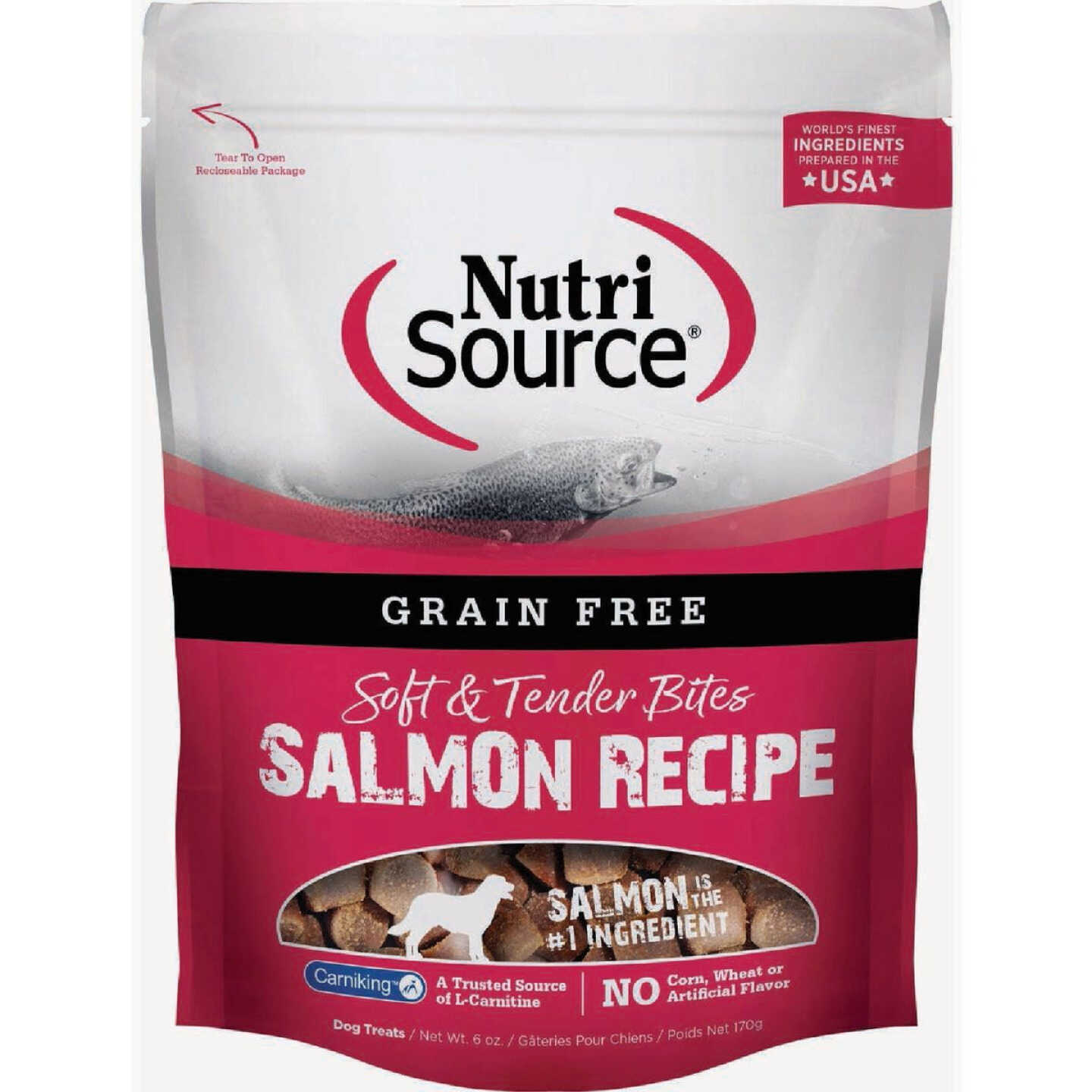NutriSource Grain-Free Salmon Flavor Soft & Tender Bites, 6 Oz. Image 1