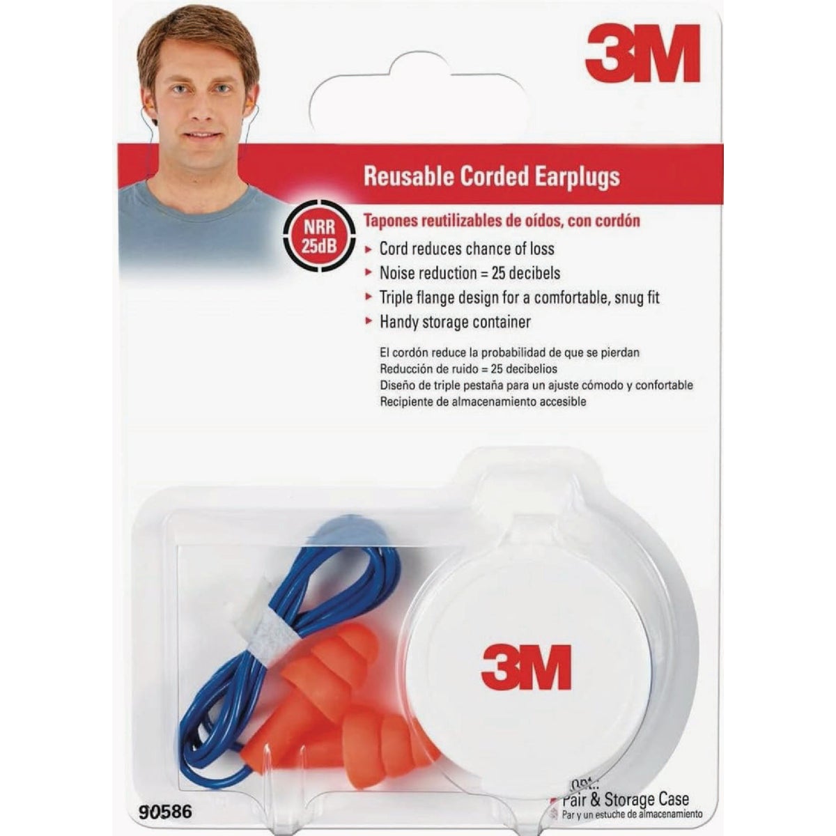 3M Corded Reusable Earplugs 90586H1-DC 1 Pair with Case