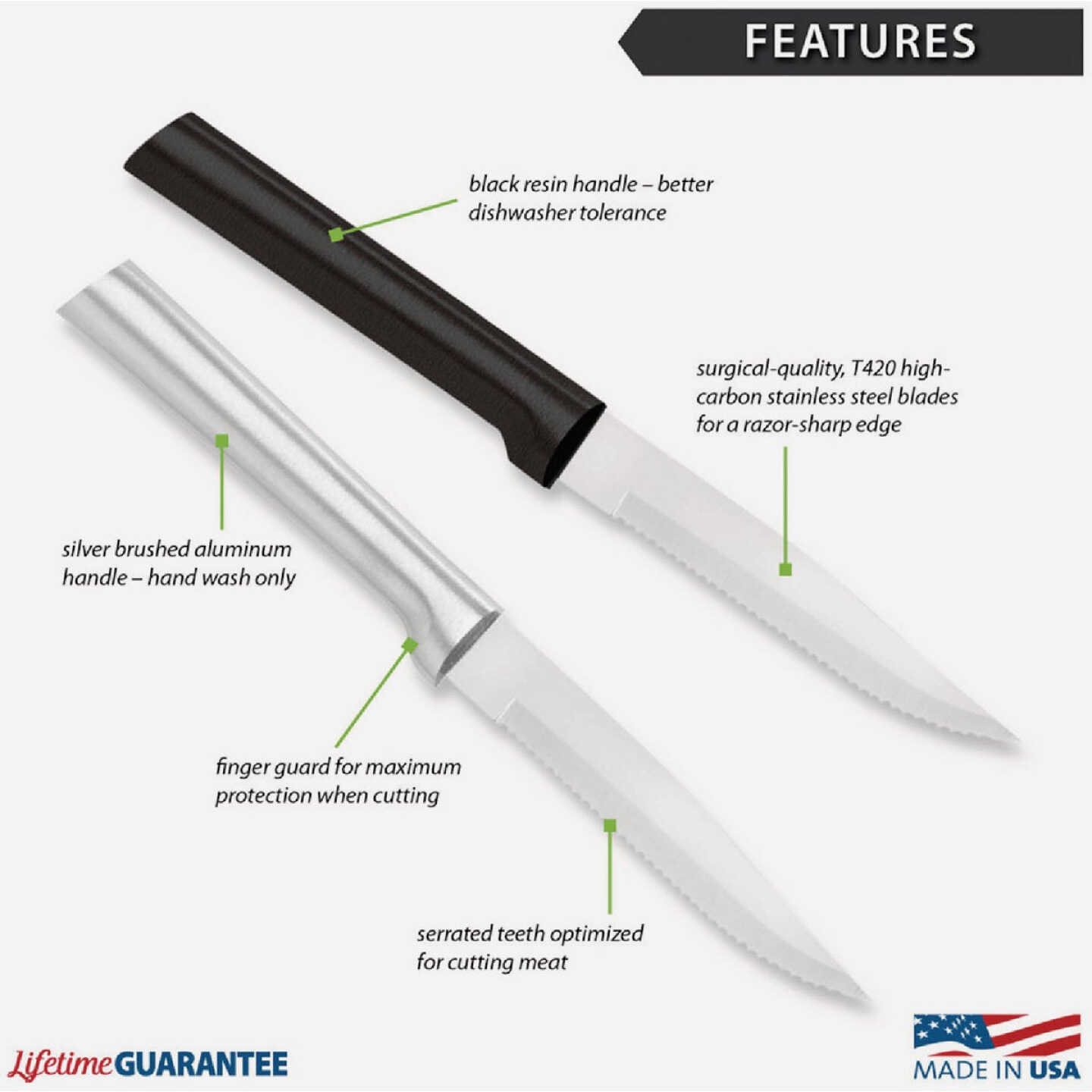 Rada Serrated Steak Knife, Silver Image 3