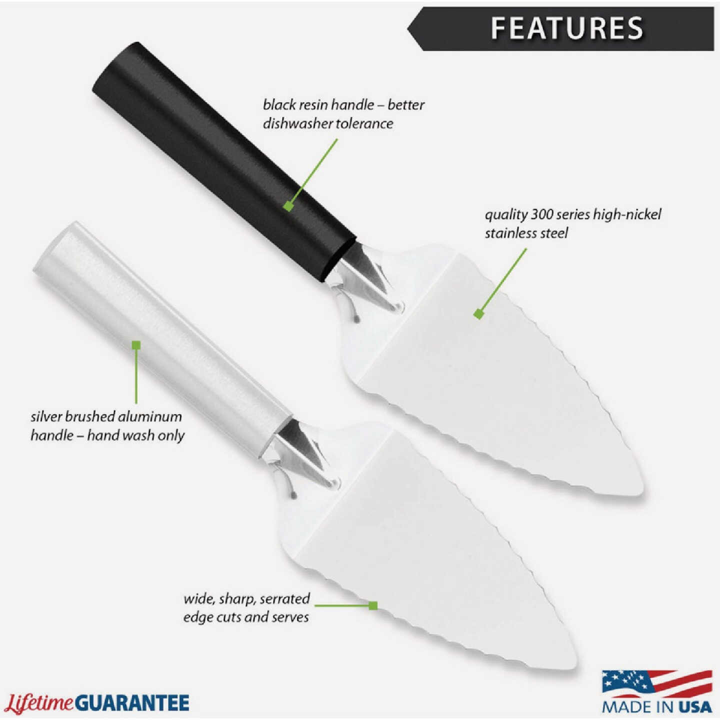 Rada Serrated Pie Server, Silver Image 2