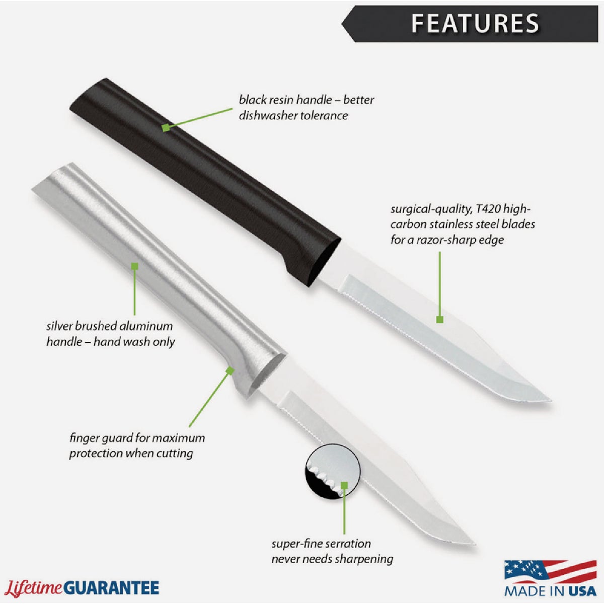 Rada Serrated Regular Paring Knife, Black Image 3