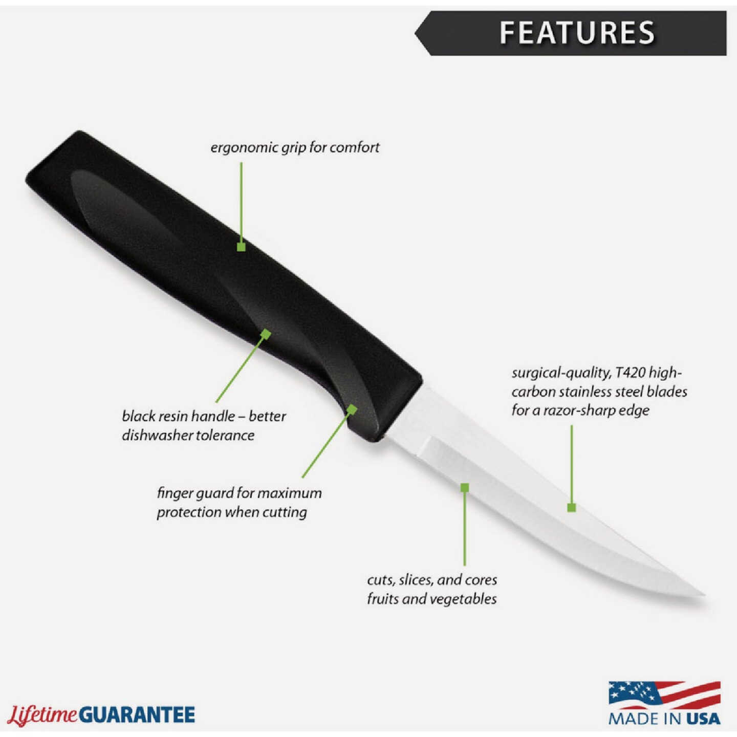 Rada Anthem Wave Heavy Duty Paring Knife, Black Image 2