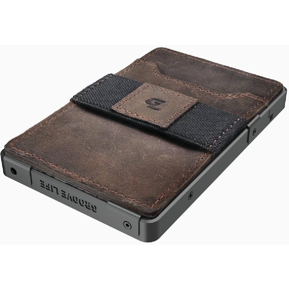 Groove Life Groove Wallet Gun Metal With Brown Leather Sleeve Image 3
