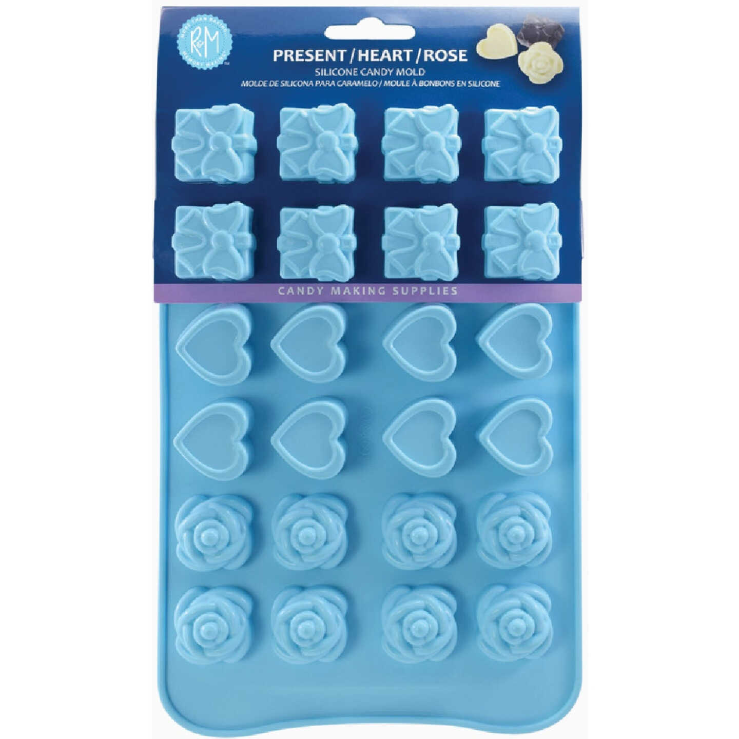 R&M Silicone Present/Heart/Rose Candy Baking Mold Image 1