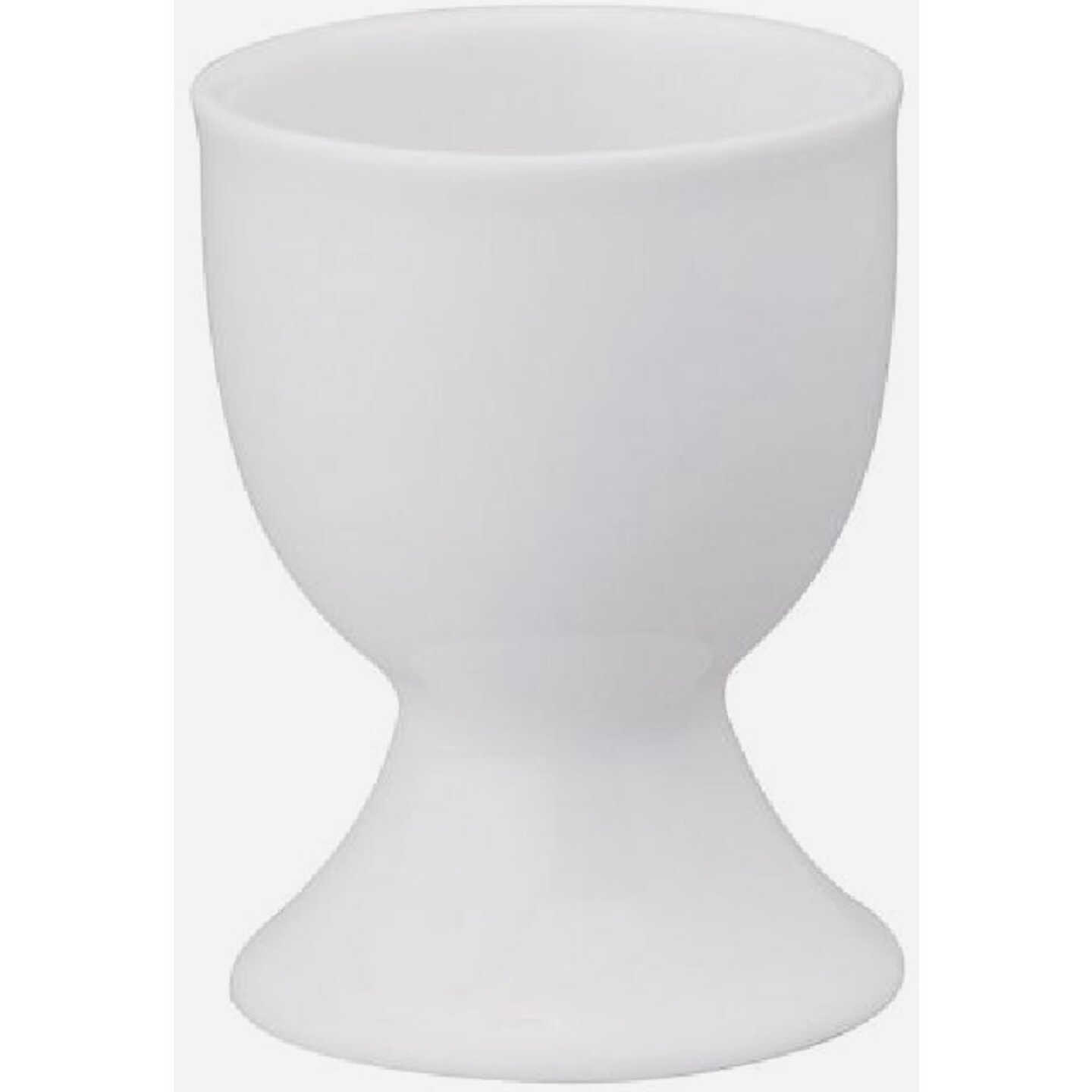 HIC Kitchen White Porcelain Single Egg Cup Image 1