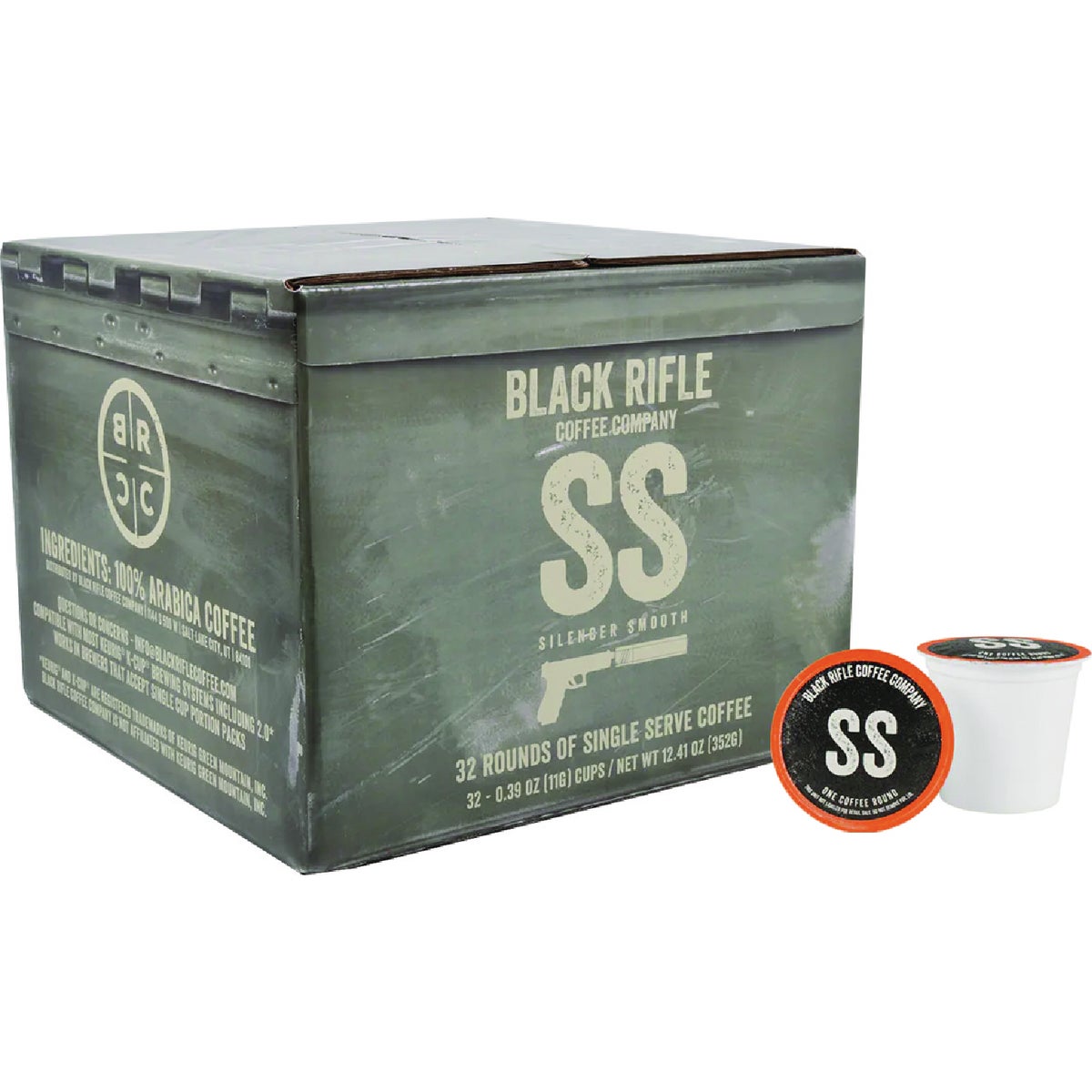 Black Rifle Coffee Company Silencer Smooth Light Roast Coffee Rounds (32-Pack)