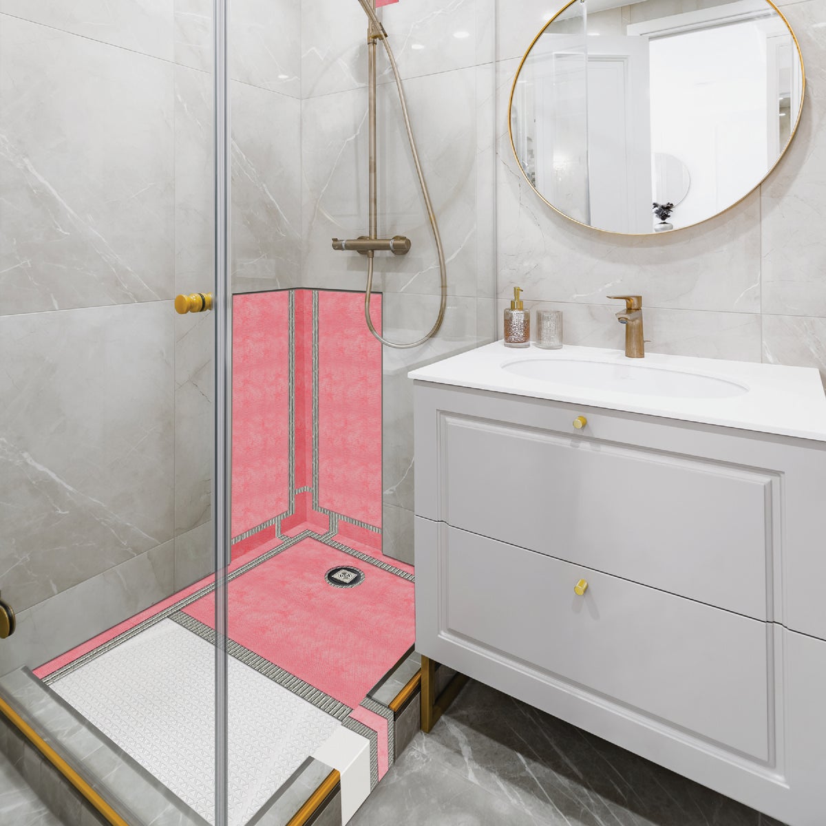 M-D Building Products PROVA 32 In. x 60 In. Offset Drain Shower Kit Image 3