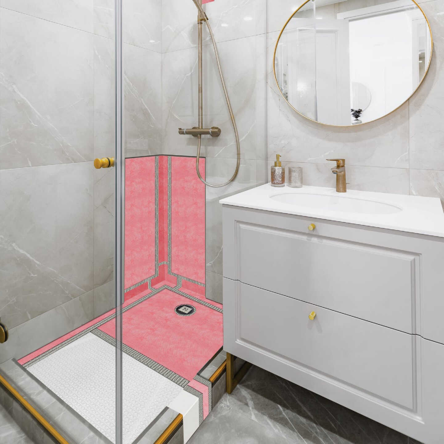 M-D Building Products PROVA 32 In. x 60 In. Offset Drain Shower Kit Image 3