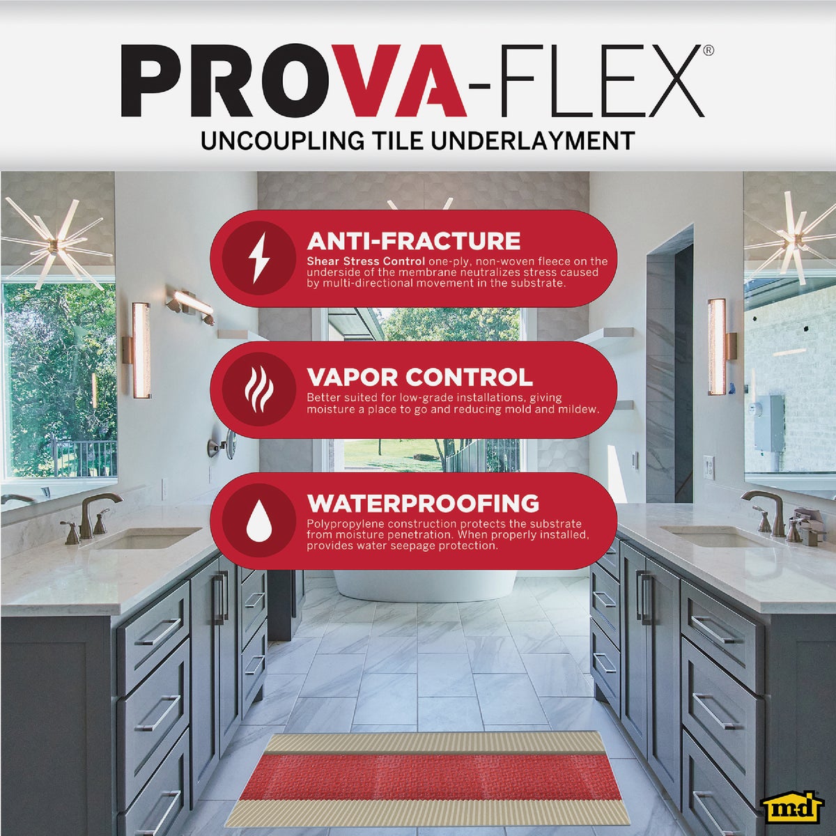M-D Building Products PROVA FLEX 3.28 Ft. W x 16.5 Ft. L Underlayment Roll, 54 Sq. Ft./Roll Image 4