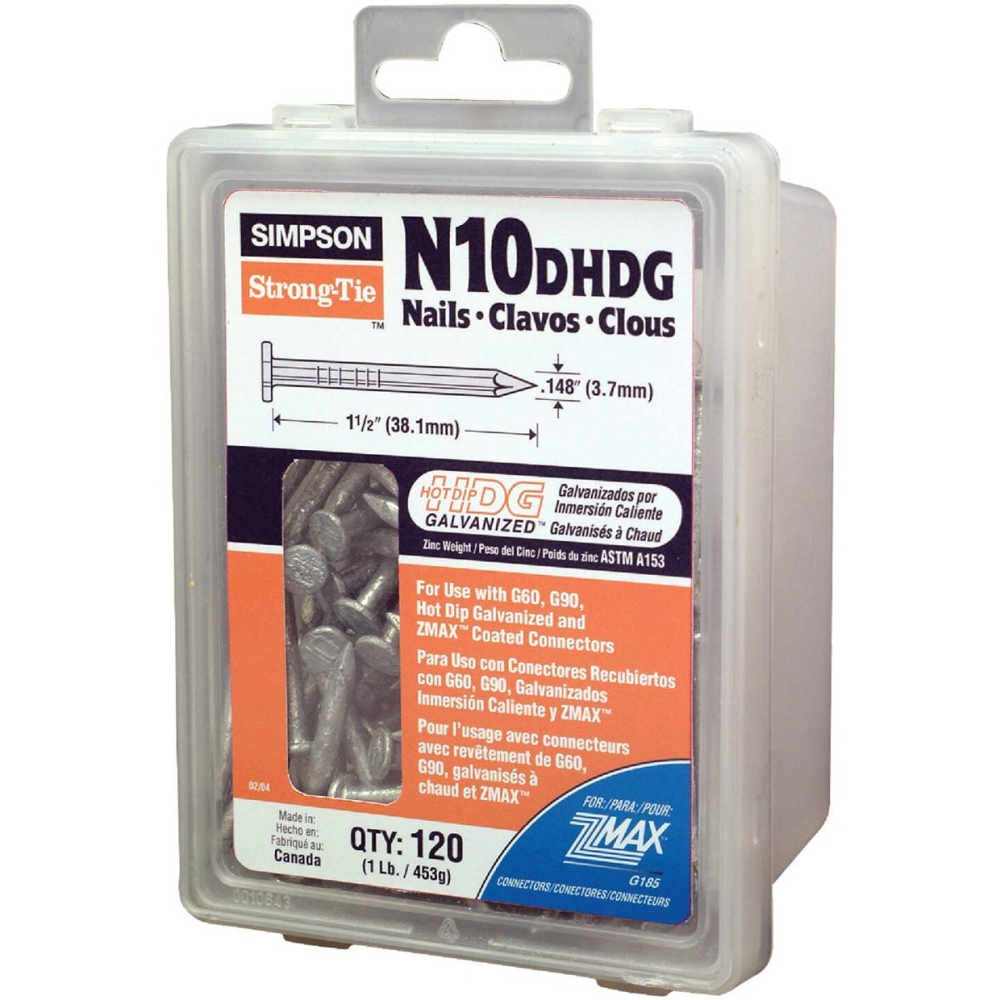 Simpson Strong-Tie 10d x 1-1/2 In. 9 ga Hot Dipped Galvanized Joist Nails (120 Ct., 1 Lb.) Image 1