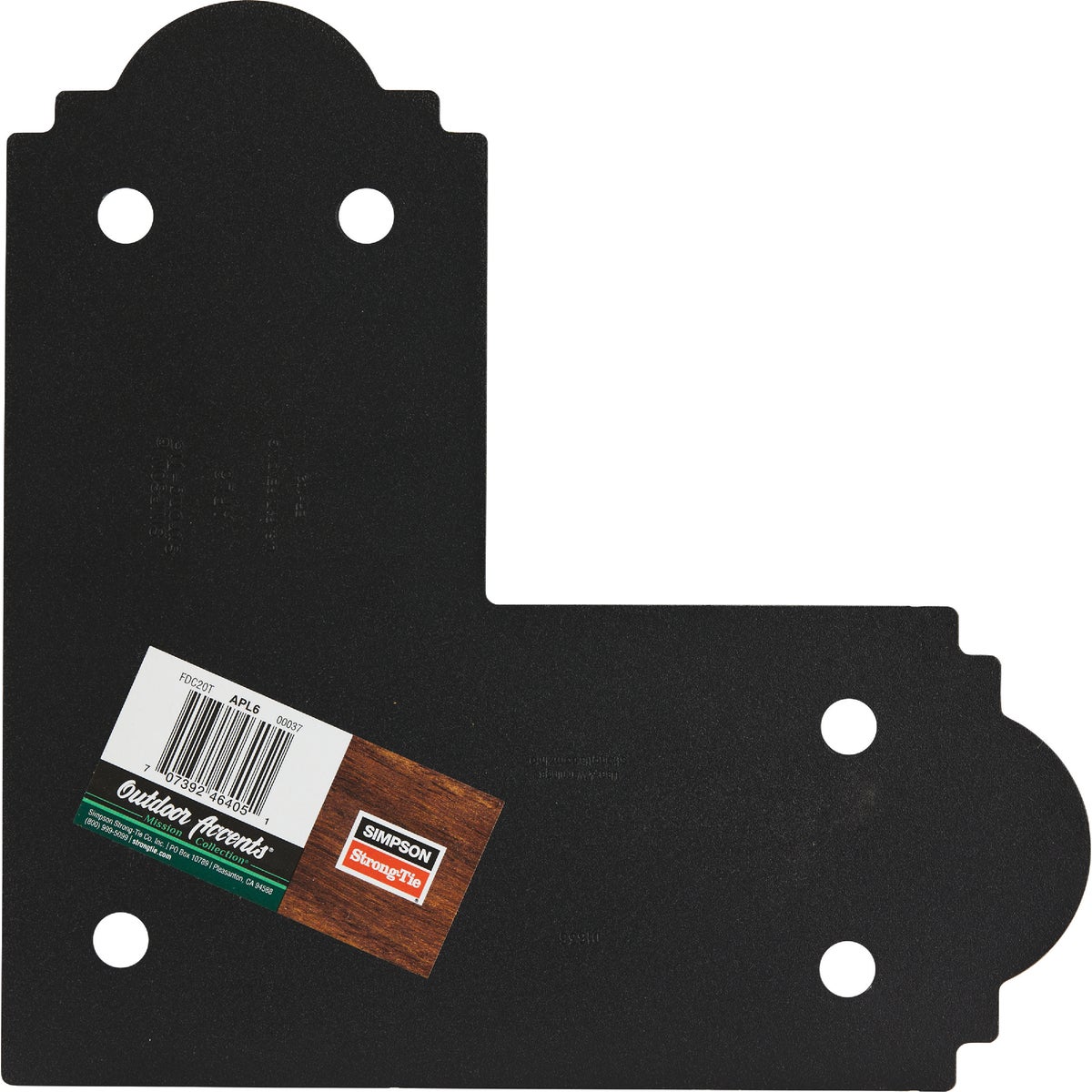 Simpson Strong-Tie Outdoor Accents Mission Collection ZMAX 6X6 Black L Strap Image 2