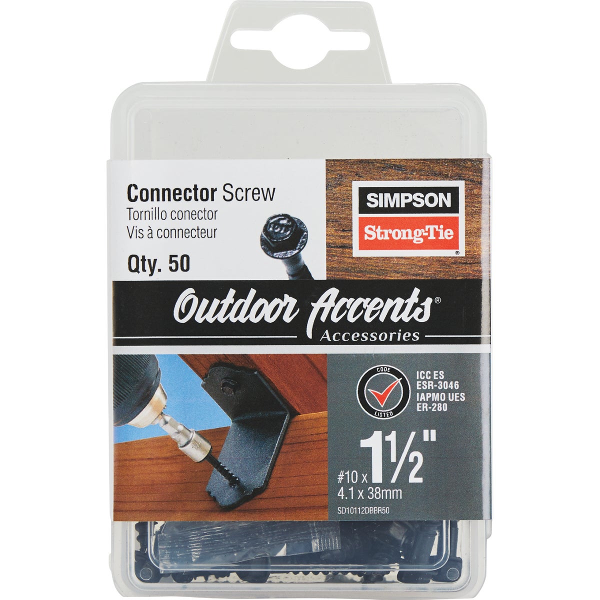 Simpson Strong-Tie Outdoor Accents #10 x 1-1/2 In. Hex-Head Black Connector Screw (50 Ct.) Image 2
