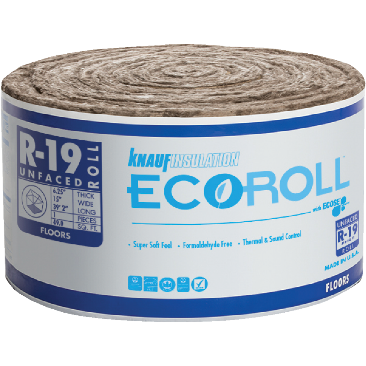 Knauf R-19 15 In. x 39 Ft. Standard Unfaced Roll Fiberglass Insulation Image 1
