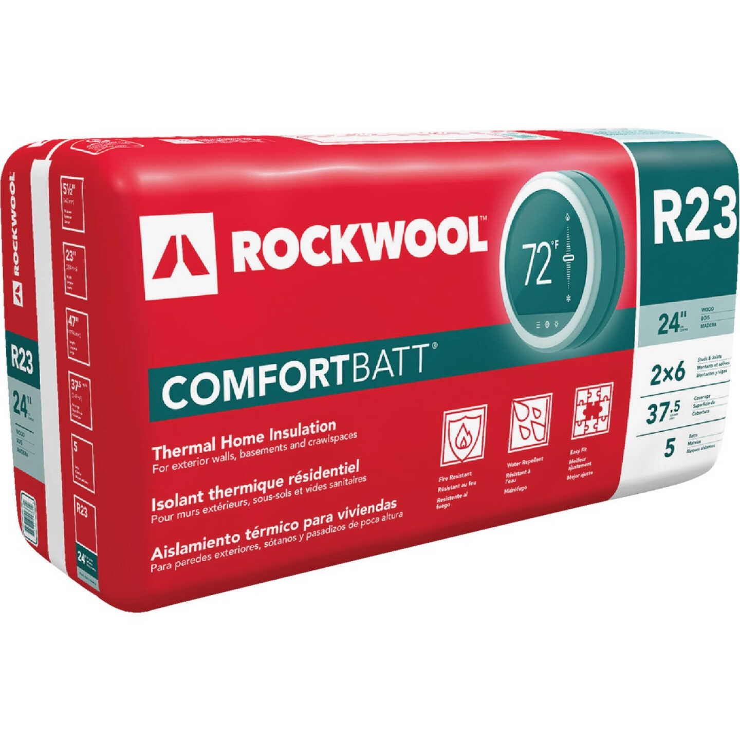 Rockwool Comfortbatt R-23 24 In. x 47 In. Stone Wool Insulation (5-Pack) Image 1