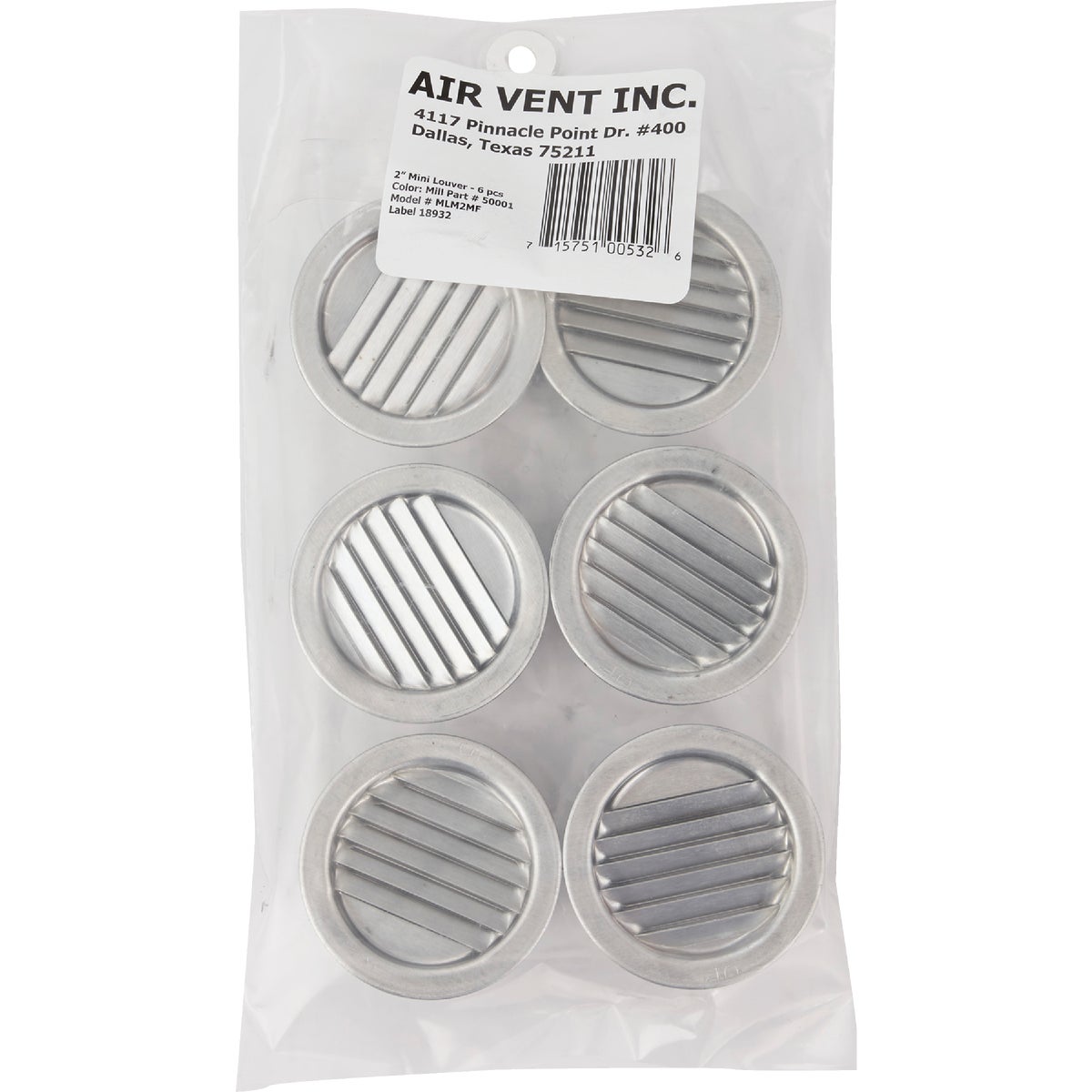 AirVent 2 In. Aluminum Mini Louver Soffit Vent (6 Count) Image 3
