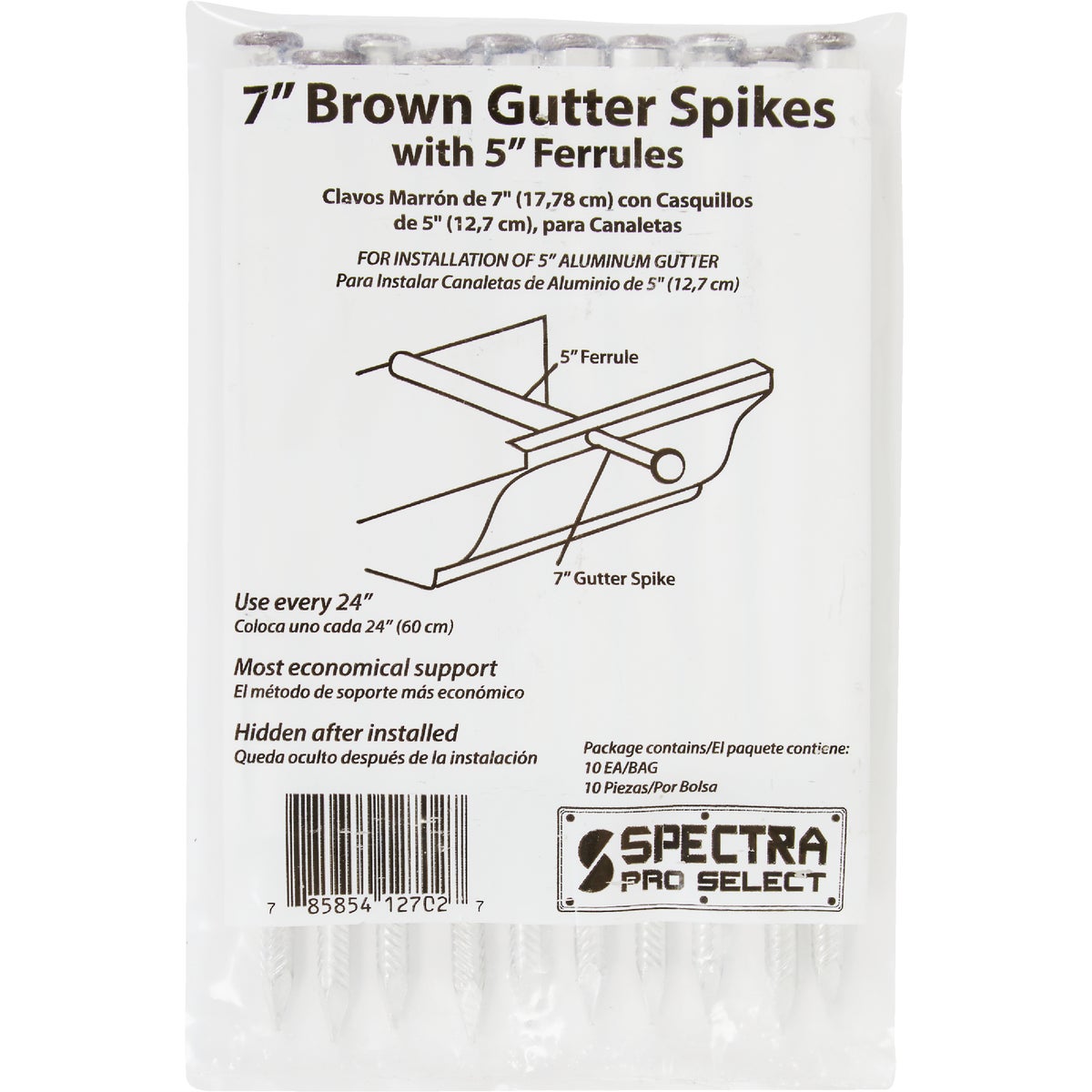 Spectra Metals 7 In. Aluminum Brown Gutter Spike And Ferrule, (10-Pack) Image 2