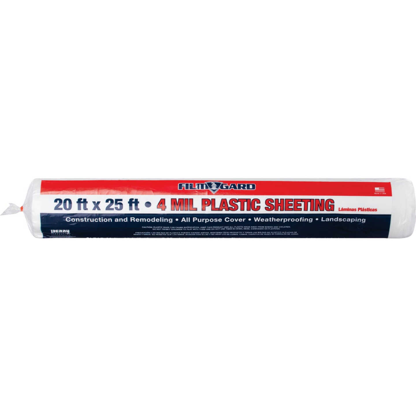 Film-Gard 20 Ft. x 25 Ft. Clear 4 Mil Poly Film Sheeting Image 1