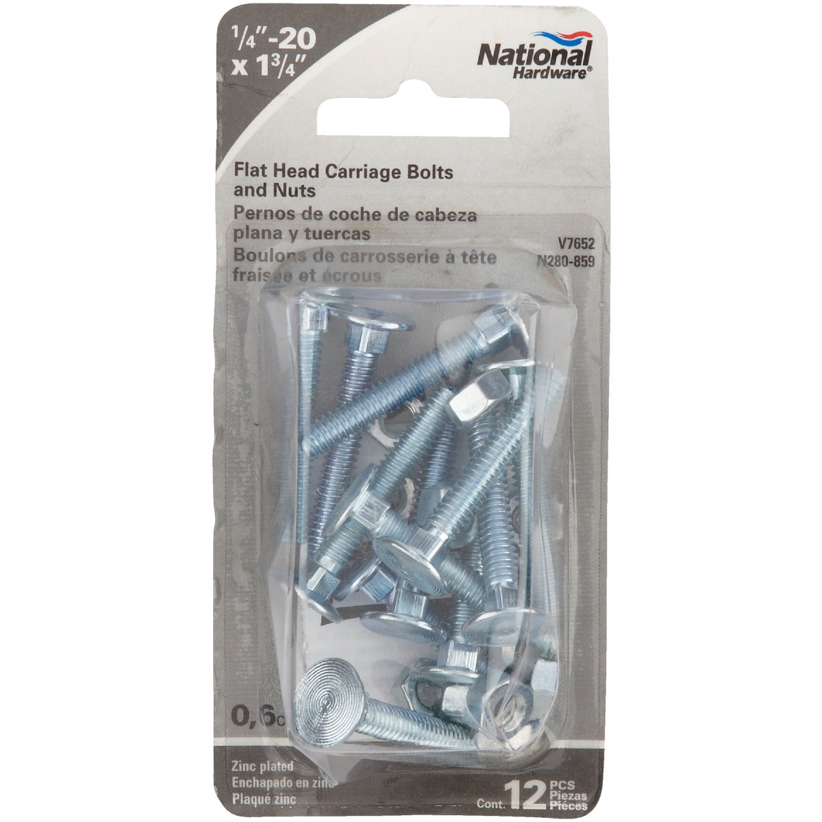 Prime-Line 1/4 In.-20 x 1-7/8 In. Zinc Plated Carriage Bolts With Nuts Image 2