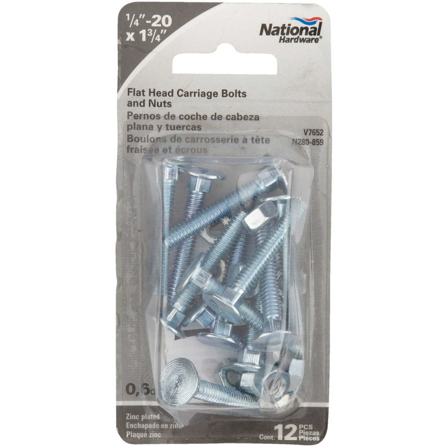 Prime-Line 1/4 In.-20 x 1-7/8 In. Zinc Plated Carriage Bolts With Nuts Image 2