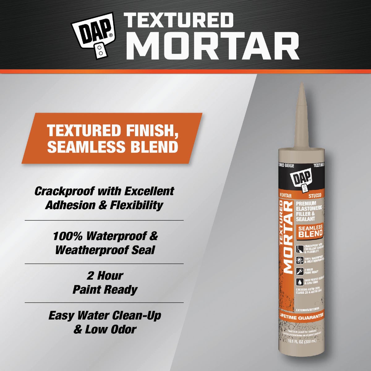DAP Textured Mortar 10.1 Oz. Beige Premium Elastomeric Filler & Sealant Image 2