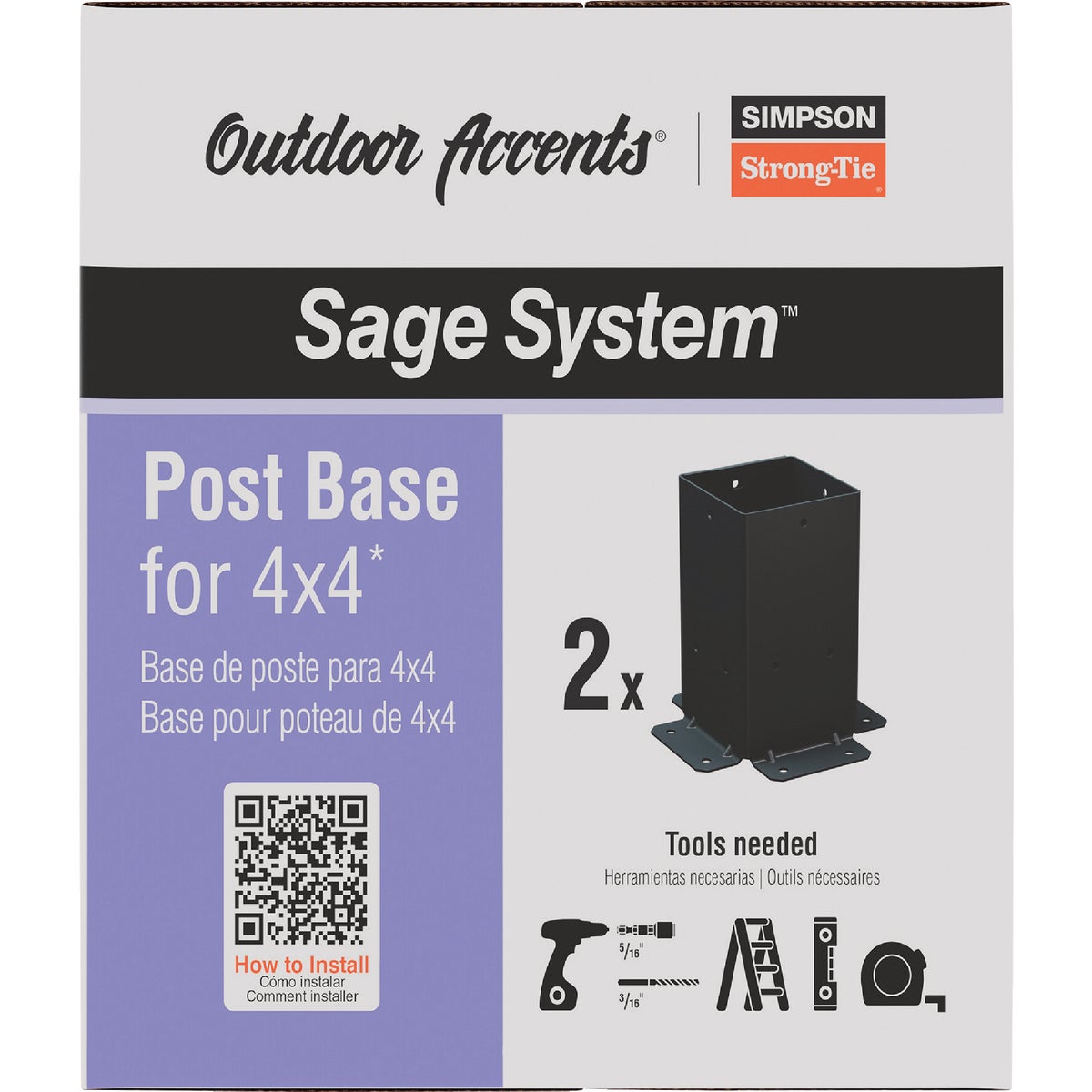 Simpson Strong-Tie Outdoor Accents Sage System Black Powder-Coated Post Base for 4x4 with Screws (2-Pack) Image 5