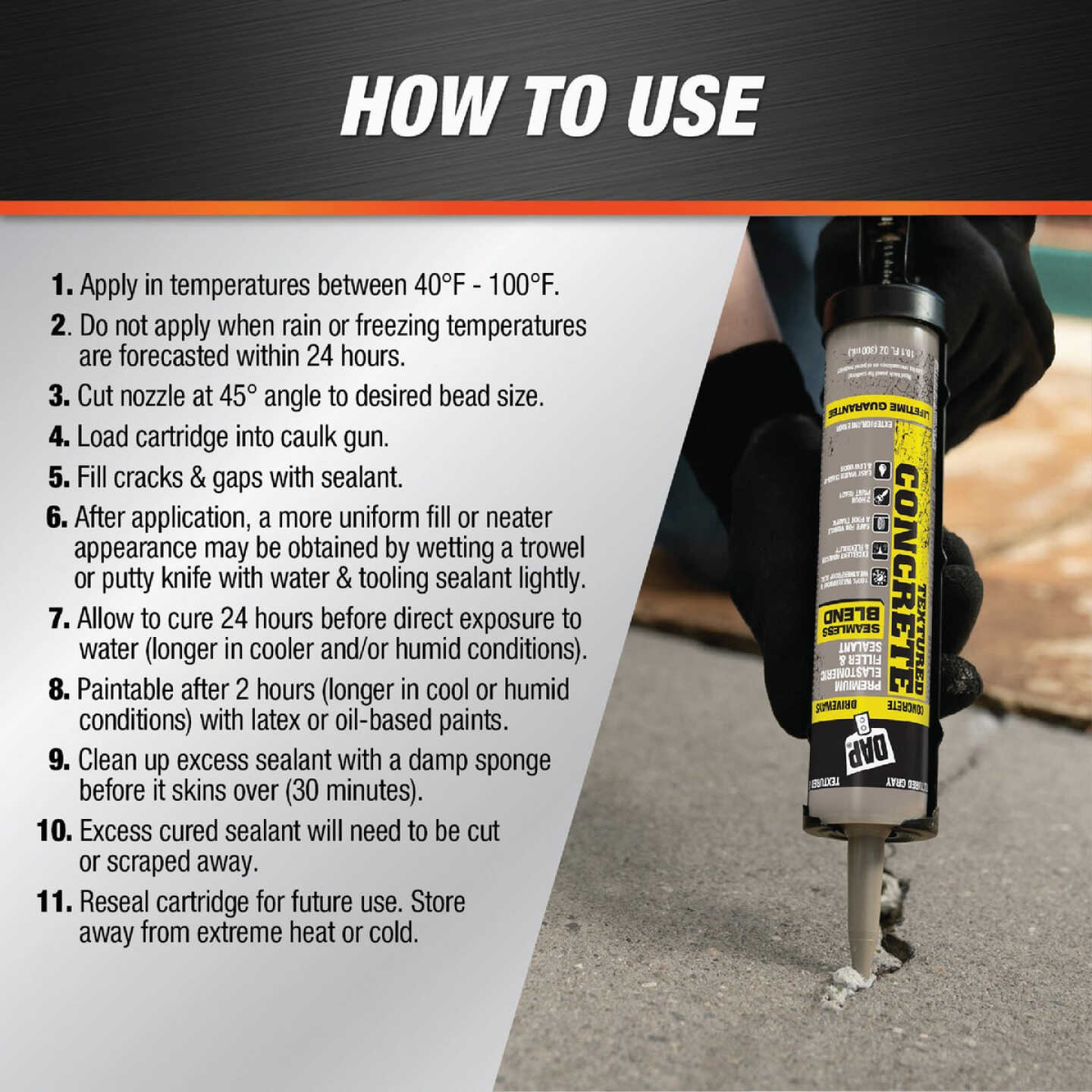 DAP 10.1 Oz. Textured Concrete Premium Elastomeric Latex Filler & Sealant Image 4