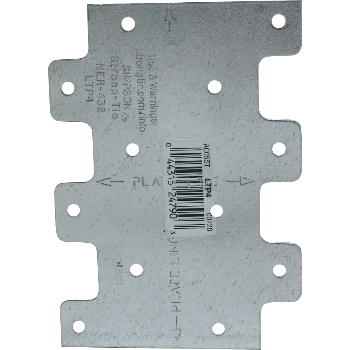 Simpson Strong-Tie 3 In. W x 4 1/4 In. L 20 ga Galvanized Steel Tie Plate