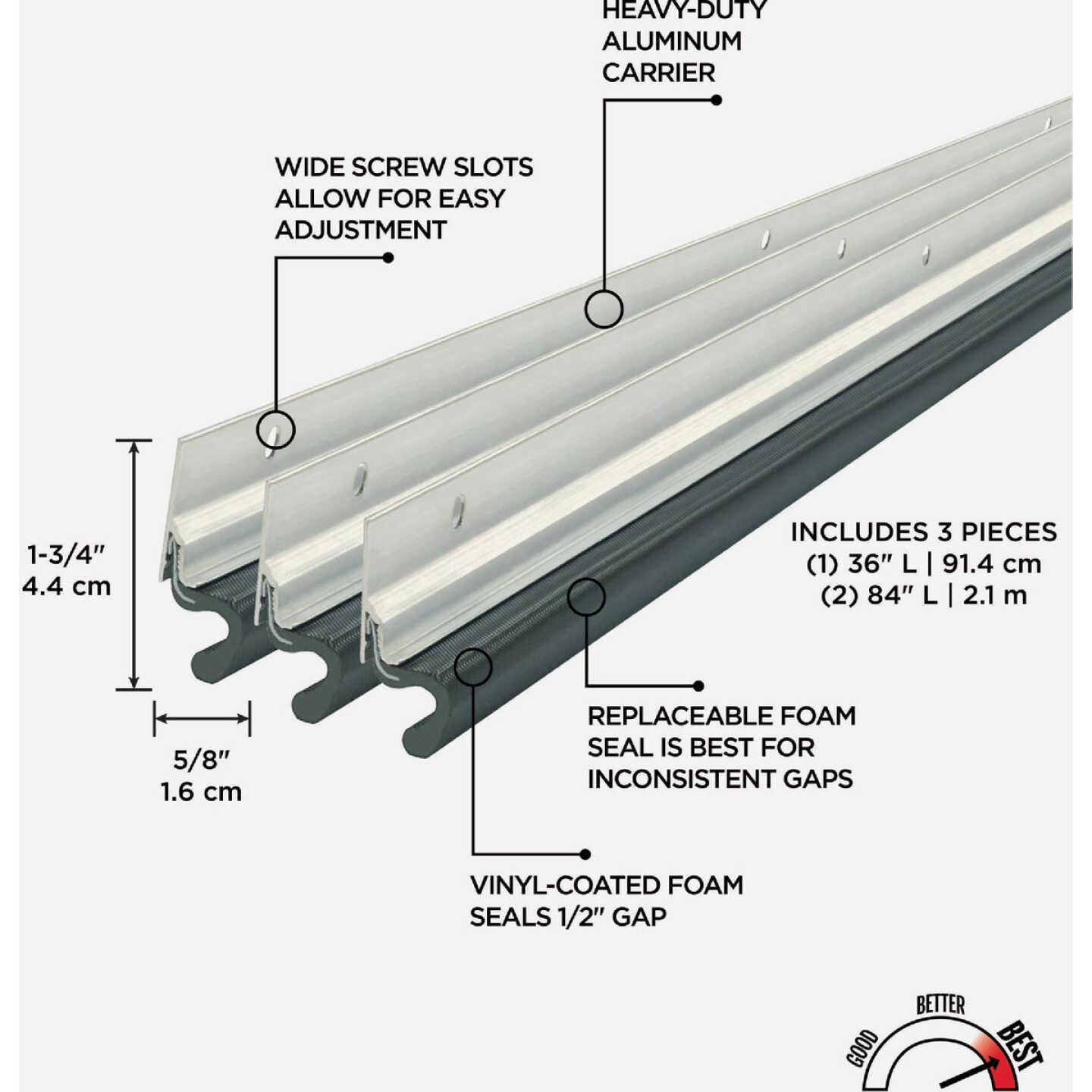 M-D Building Products Aluminum and Vinyl-coated Foam Heavy-duty Screw-on Top and Sides Door Seal Kit, Silver Image 2