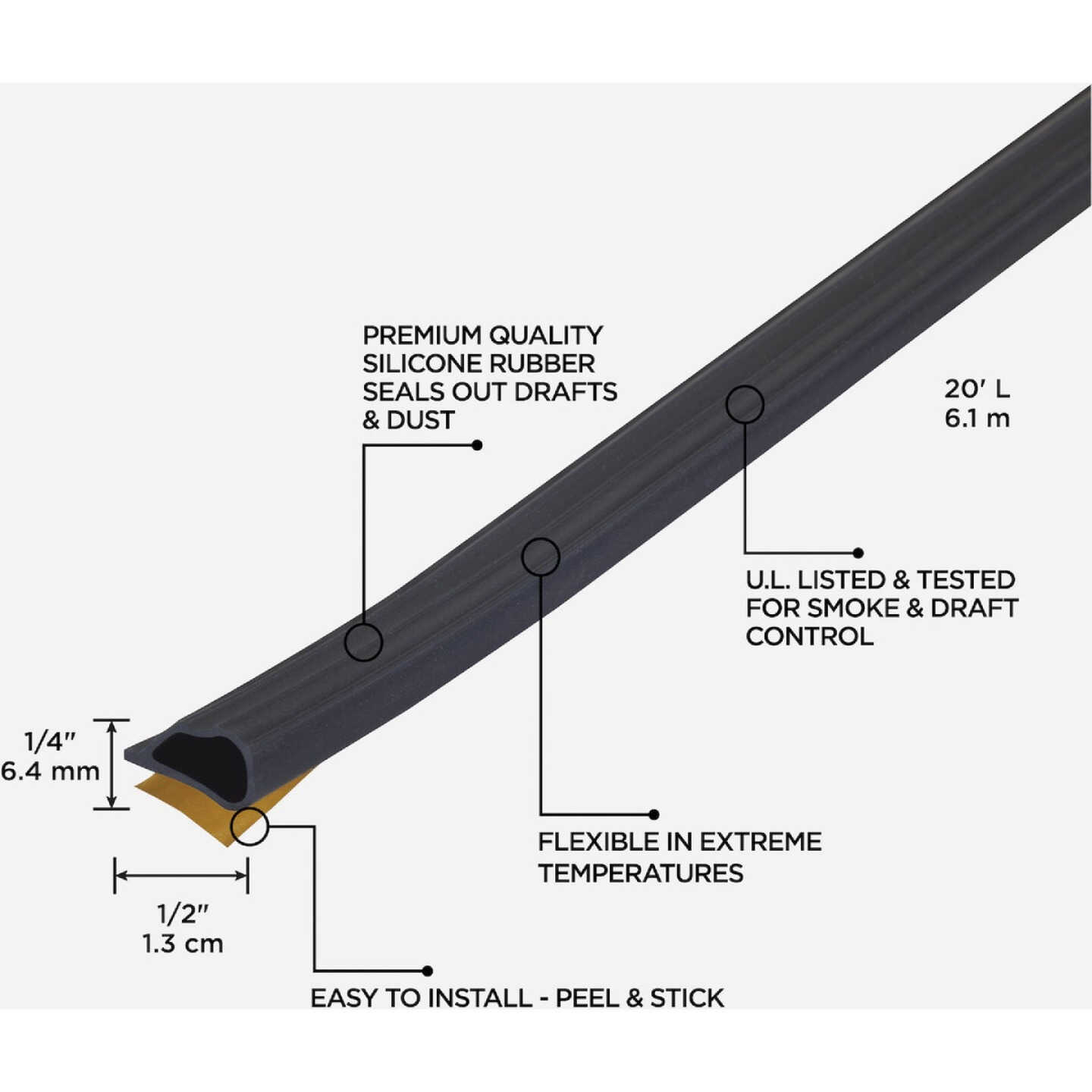 M-D Building Products 20 Ft. Black Silicone Gasket Seal for Doors and Windows Image 2