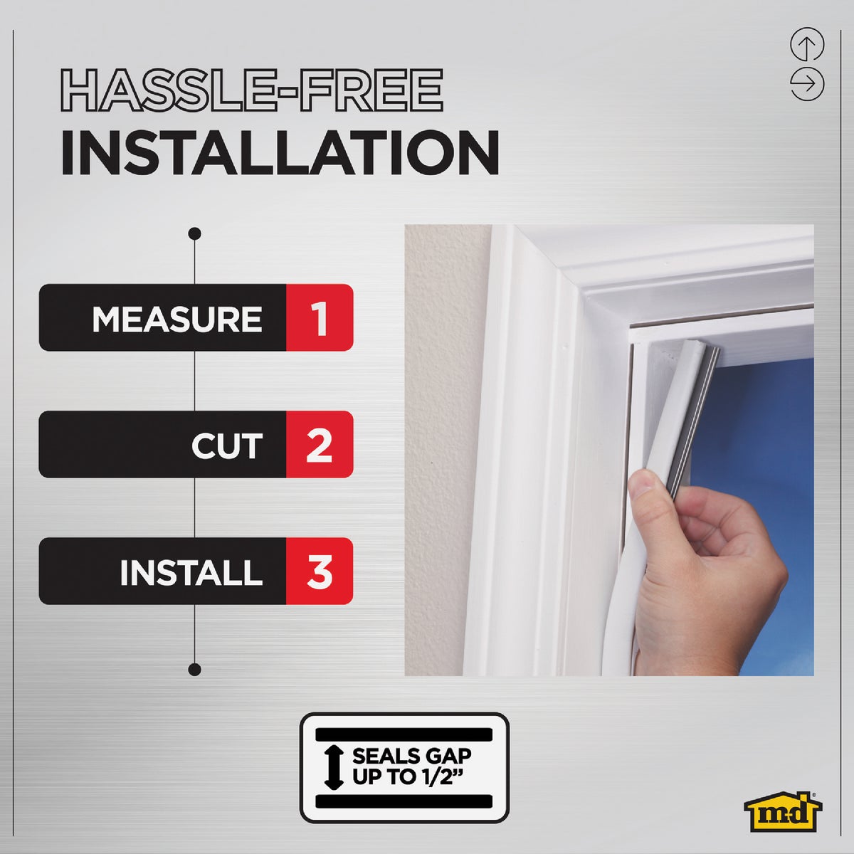 M-D Building Products 81 In. Premium Rubber PLATINUM Top and Sides Door Seal for Doors with Kerf/Channel, White Image 5