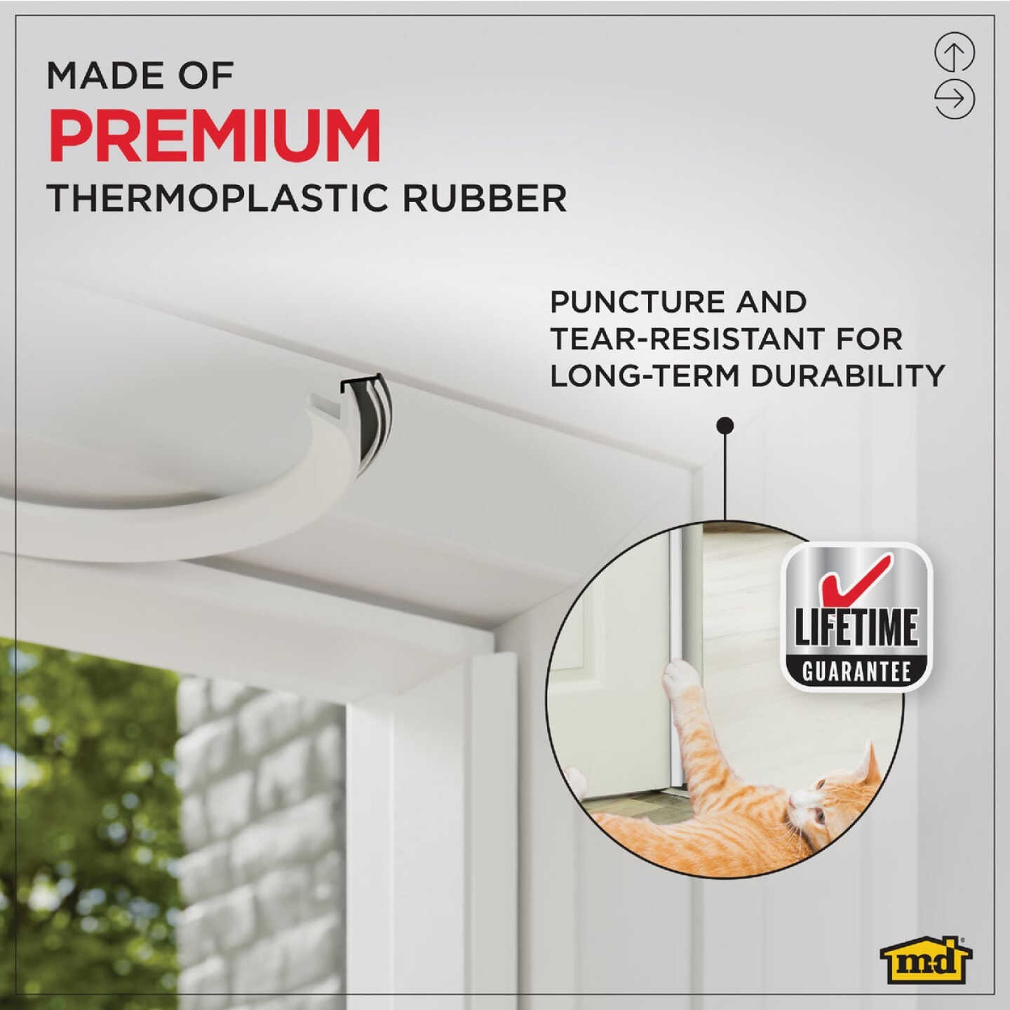 M-D Building Products 81 In. Premium Rubber PLATINUM Top and Sides Door Seal for Doors with Kerf/Channel, White Image 3