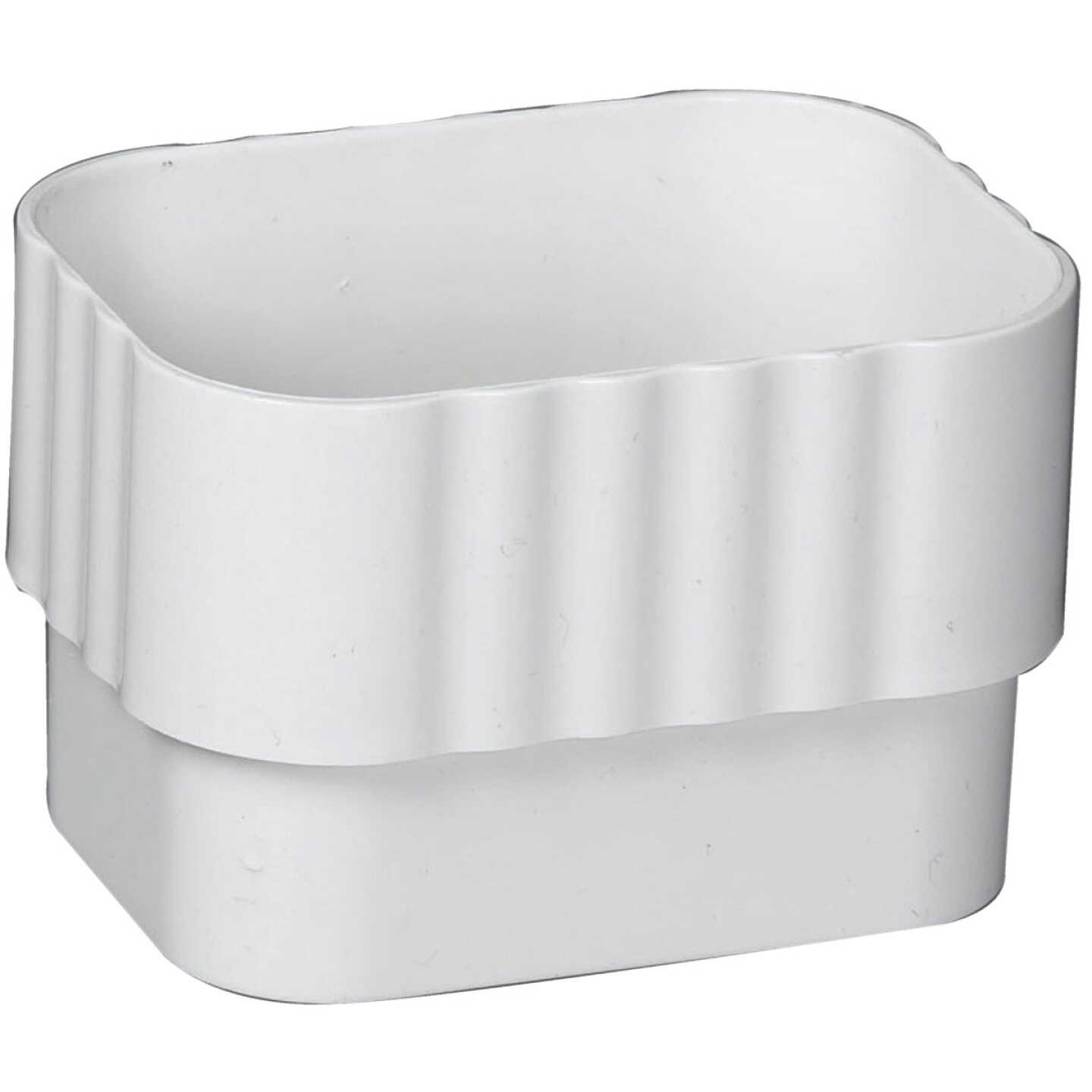 Amerimax 2 In. x 3 In. Traditional K-Style White Vinyl Downspout Connector Image 1