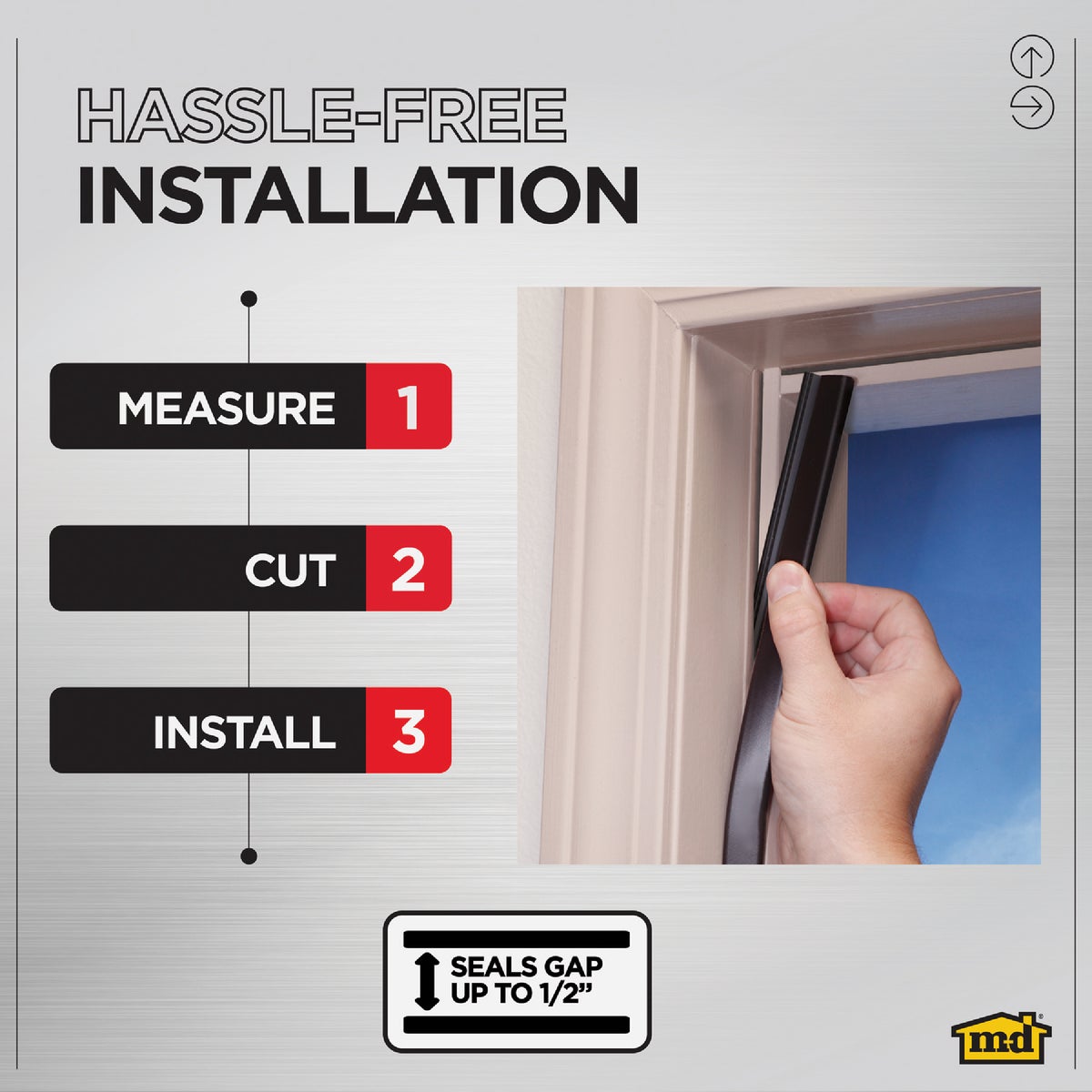 M-D Building Products 81 In. Premium Rubber PLATINUM Top and Sides Door Seal for Doors with Kerf/Channel, Brown Image 5