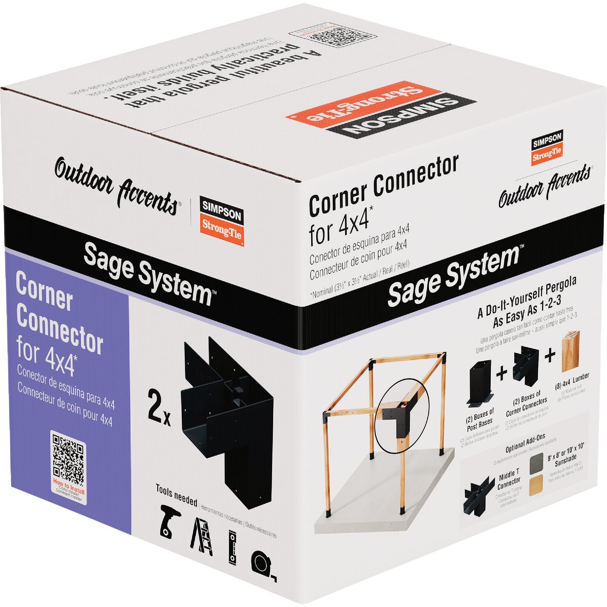 Simpson Strong-Tie Outdoor Accents Sage System Black Powder-Coated Corner Connector for 4x4 with Screws (2-Pack)
