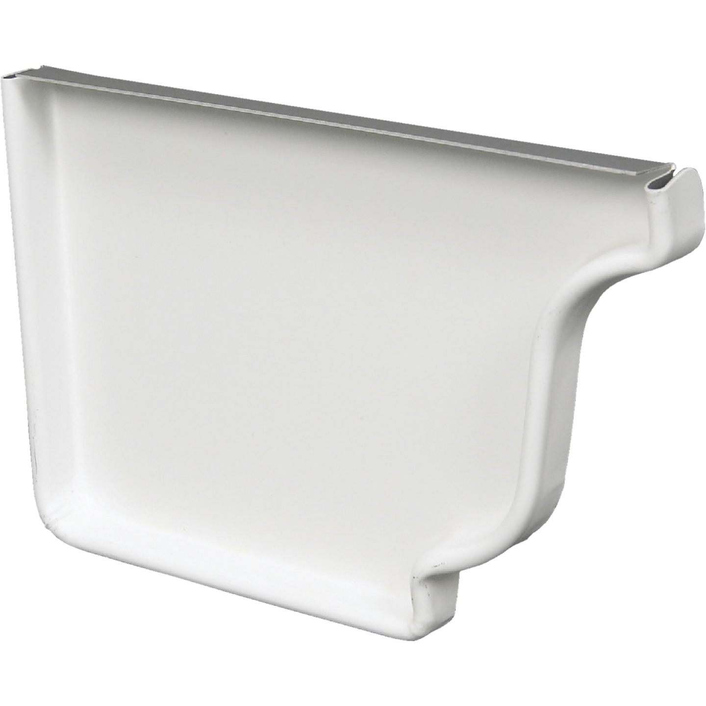 Amerimax 5 In. Galvanized White Left Gutter End Cap Image 1
