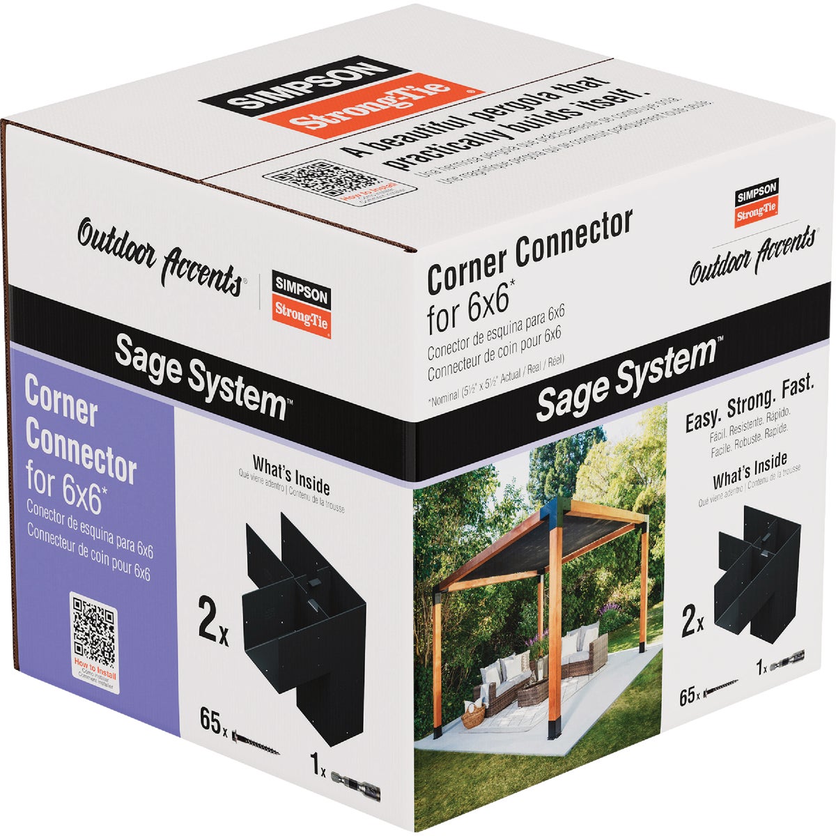 Simpson Strong-Tie Outdoor Accents Sage System Black Powder-Coated Corner Connector for 6x6 with Screws (2-Pack)