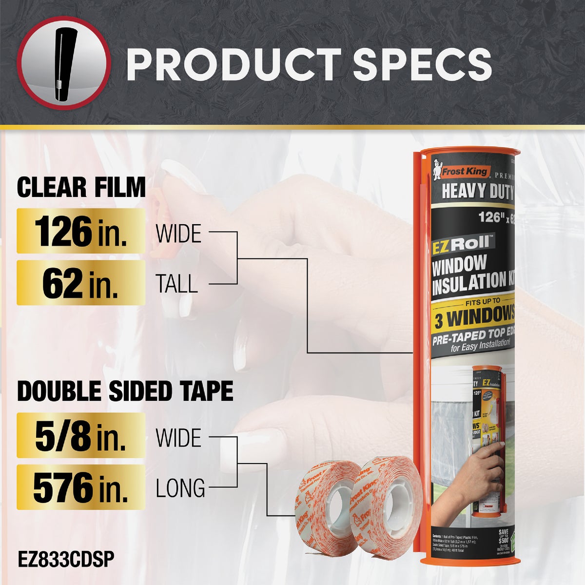 Frost King EZ Roll 62 In. x 126 In. Premium Shrink Window Kit Image 4