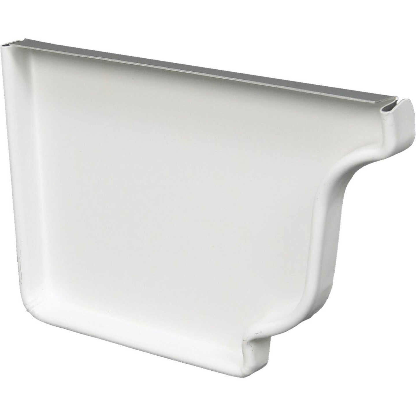 Amerimax 4 In. Galvanized White Left Gutter End Cap Image 1