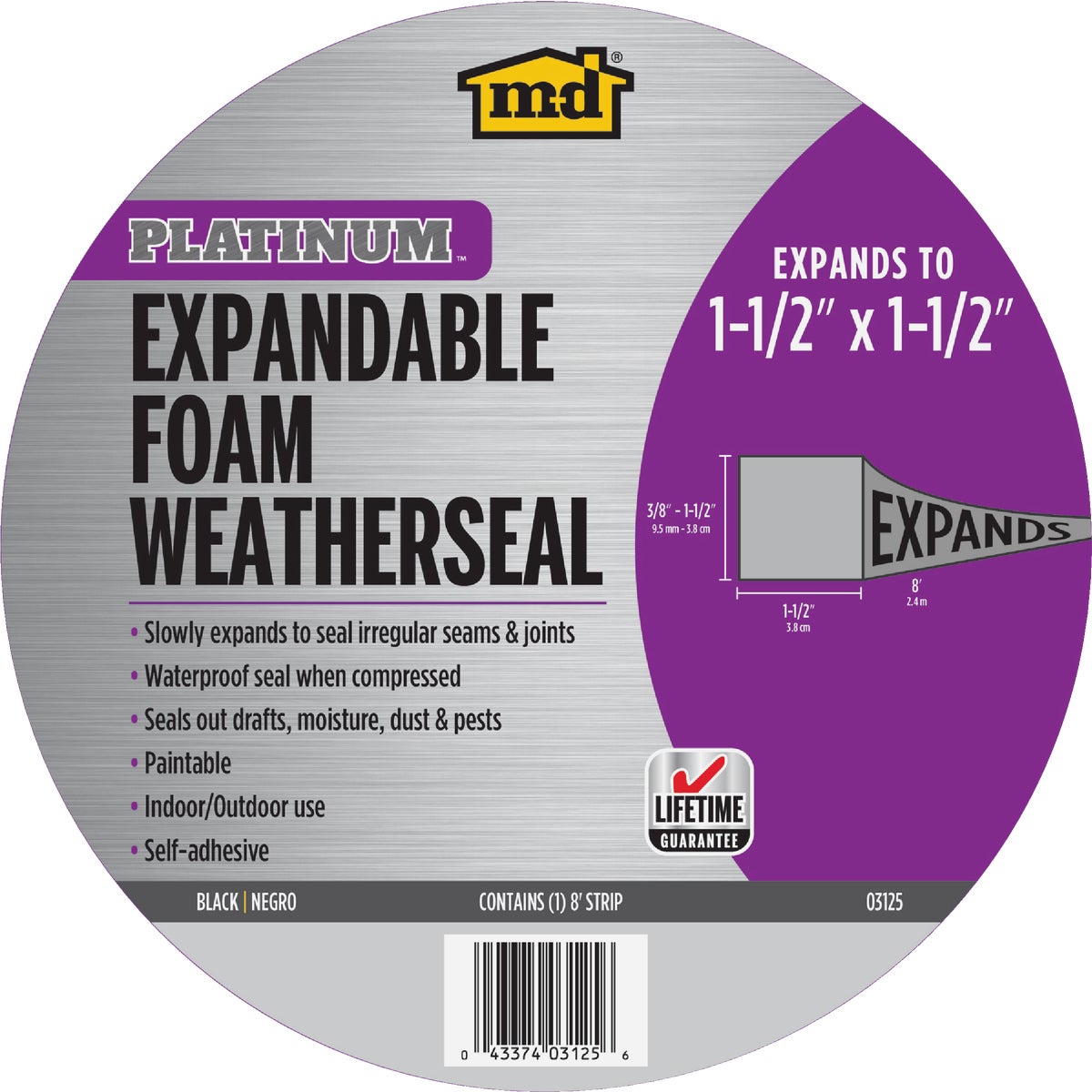 M-D Building Products PLATINUM 1-1/2 In. Black Expandable Foam Weatherseal for Uneven Gaps Image 8