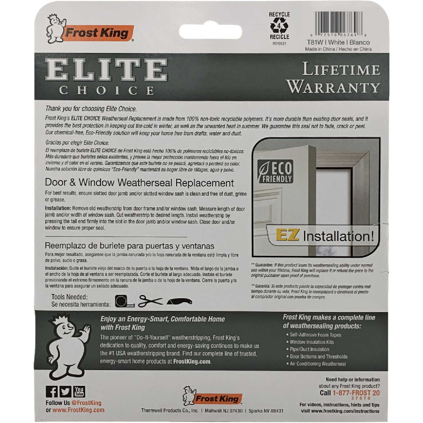 Frost King 3/8 In. x 5/8 In. x 81 In. White Door & Window Replacement Seal Image 3