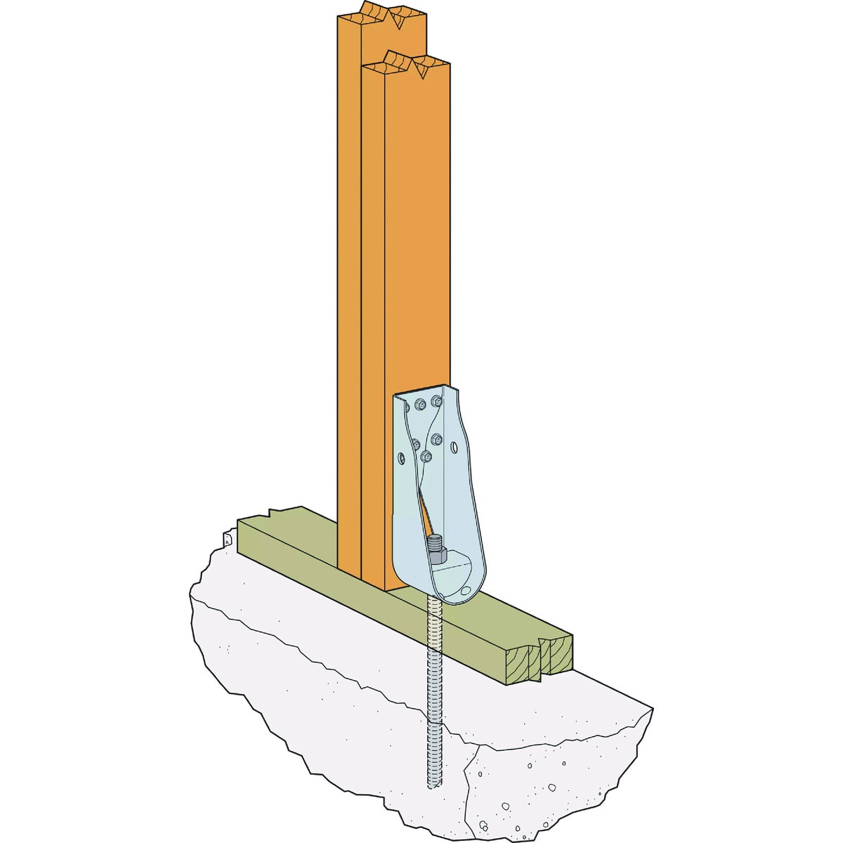 Simpson Strong-Tie 2.89 In. W x 14.8 In. H x 3.32 In. B 14 ga Galvanized Predeflected Holdown Image 3