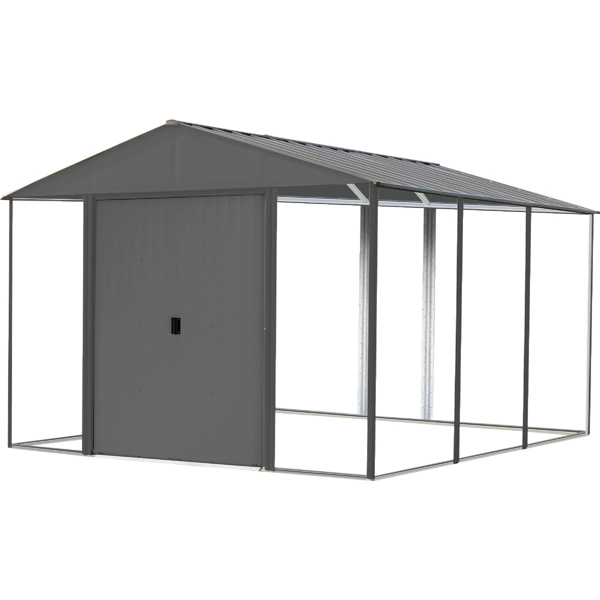 Arrow Ironwood 10 Ft. x 12 Ft. Galvanized Steel Hybrid Shed Kit, Anthracite