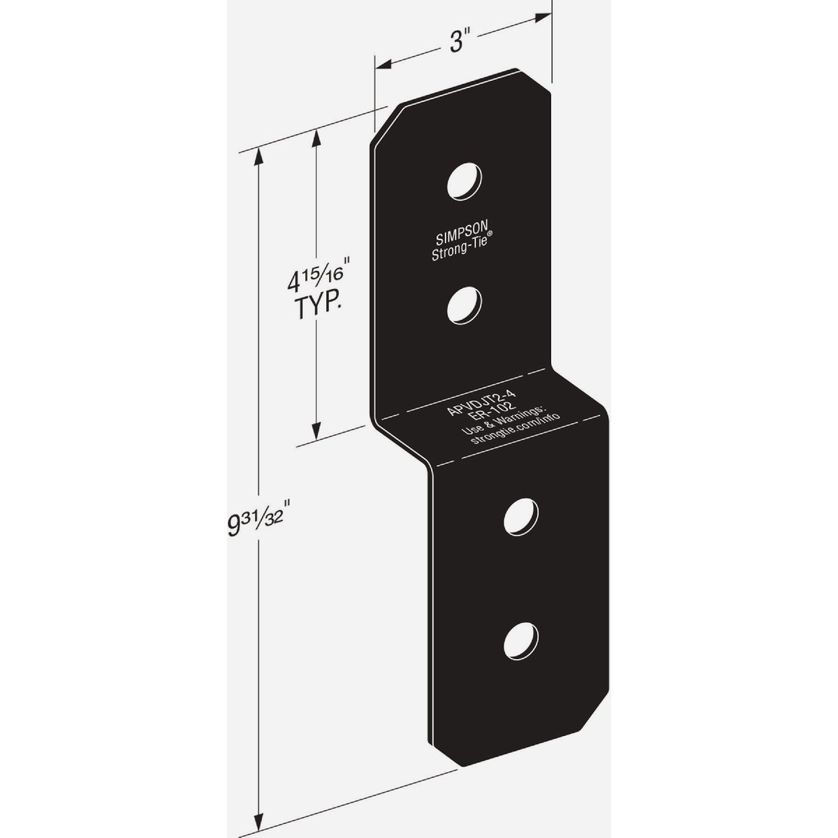 Simpson Strong-Tie Outdoor Accents Avant Collection ZMAX 2X 4 In. Black Deck Joist Tie Image 2