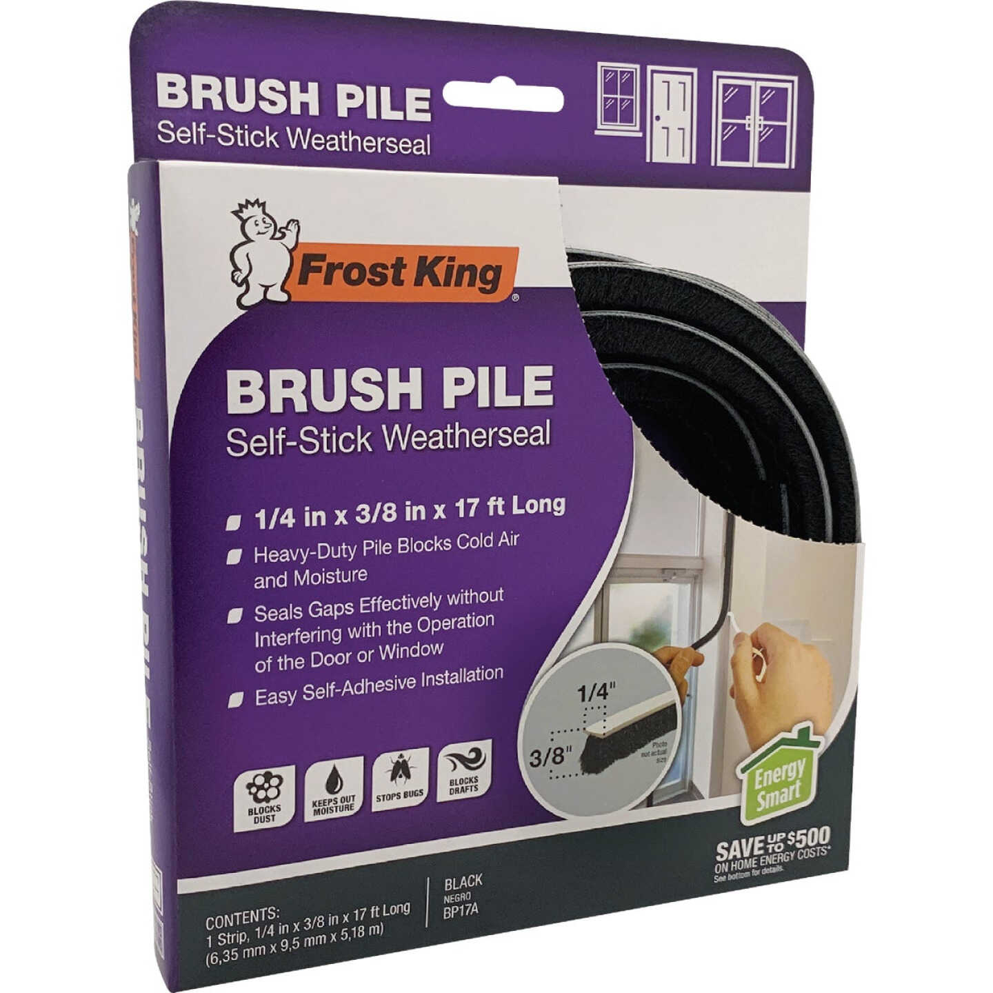 Frost King 1/4 In. x 3/8 In. x 17 Ft. Brush Pile Self-Stick Weatherseal Image 5