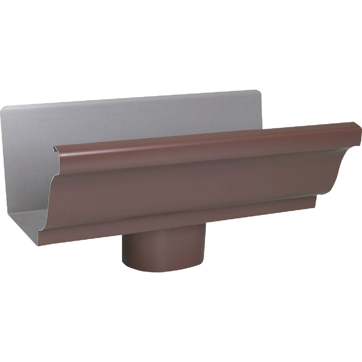 Amerimax 4 In. Galvanized Steel Brown K-Style Gutter End with Outlet