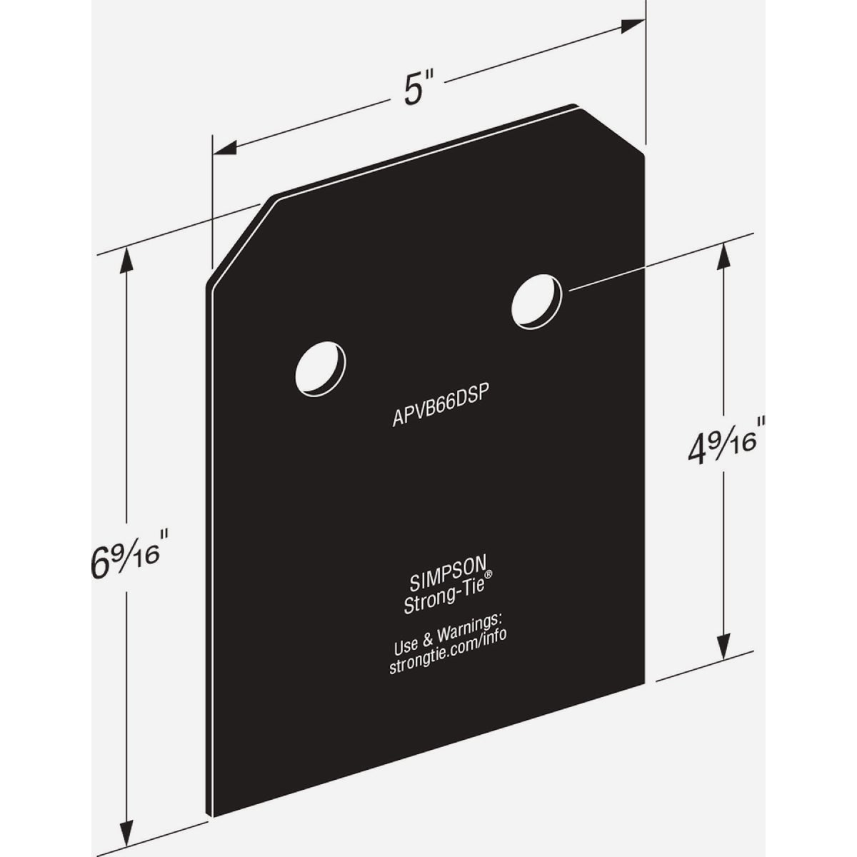 Simpson Strong-Tie Outdoor Accents Avant Collection ZMAX 6X Black Post Base Side Plate (2 Ct.) Image 2