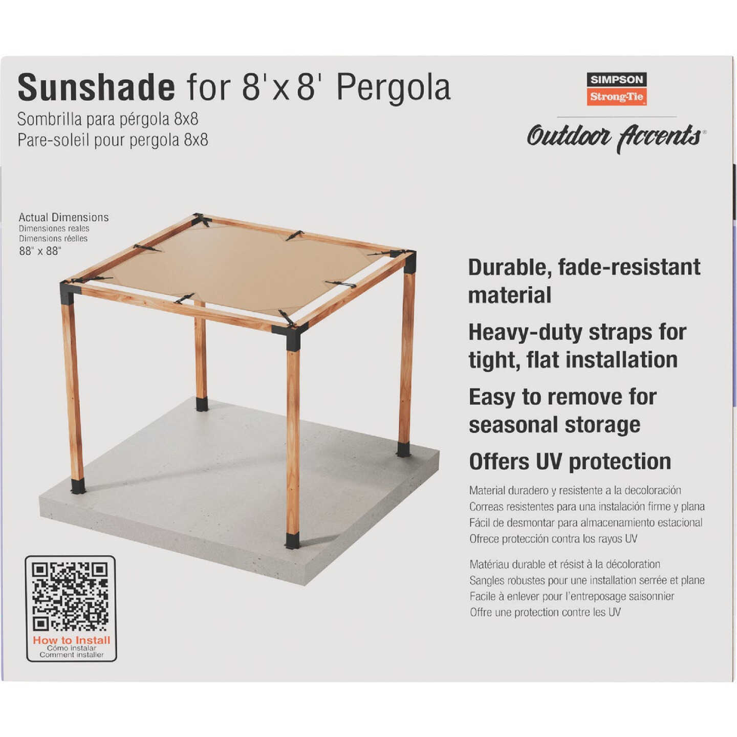 Simpson Strong-Tie Outdoor Accents Sage System Sunshade for 8 Ft. x 8 Ft. Pergola, Tan Image 7